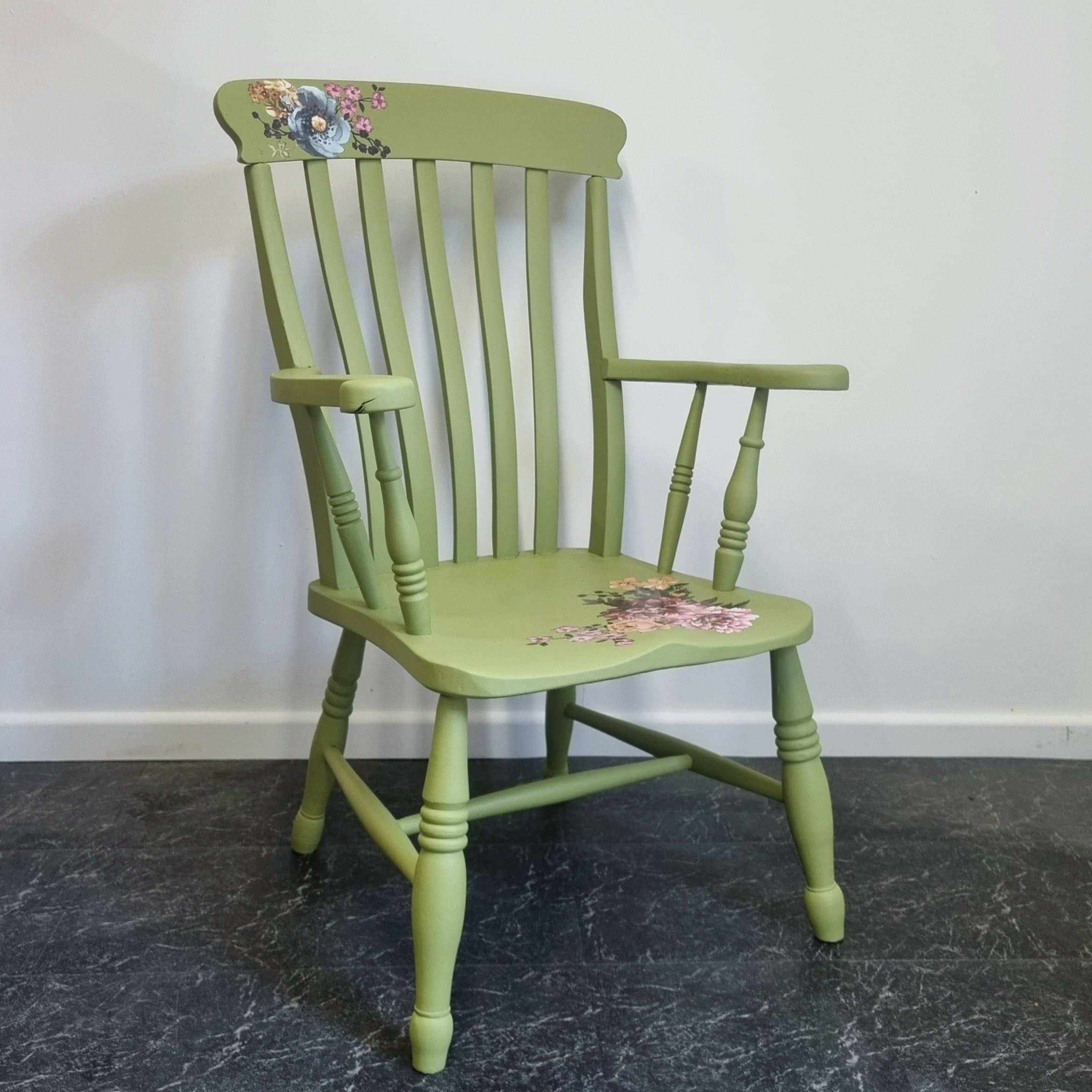Green Chair with Roses