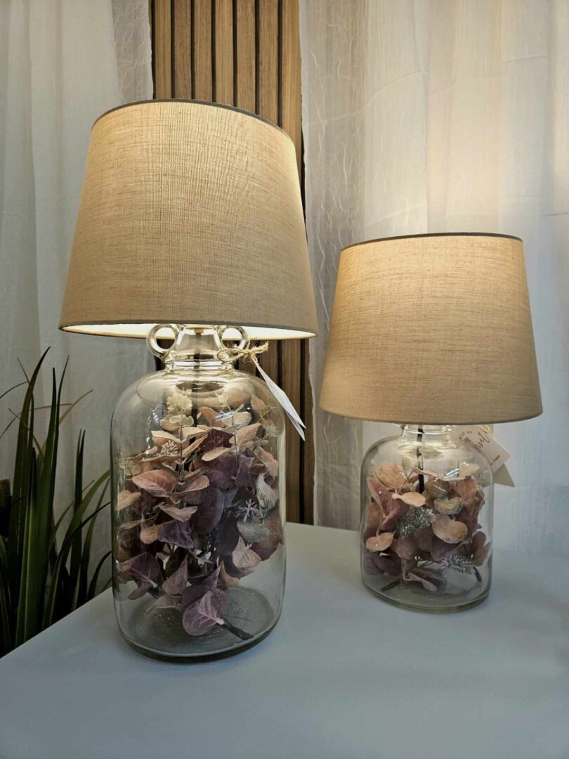 Eucalyptus and lavender demijohn lamps