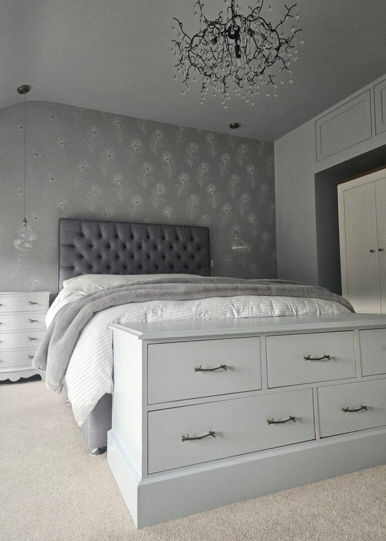 blue and neutral bedroom
