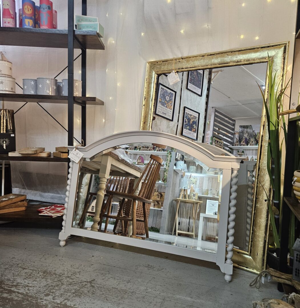 Barley Twist Oak Mirror in Matchstick - hand painted furniture - A Twist of Somerset - commission painting