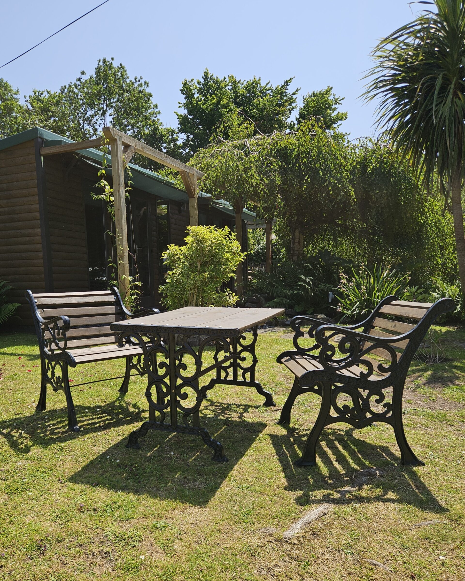 garden furniture set - oak stained - hand painted - A Twist of Somerset - painting commission