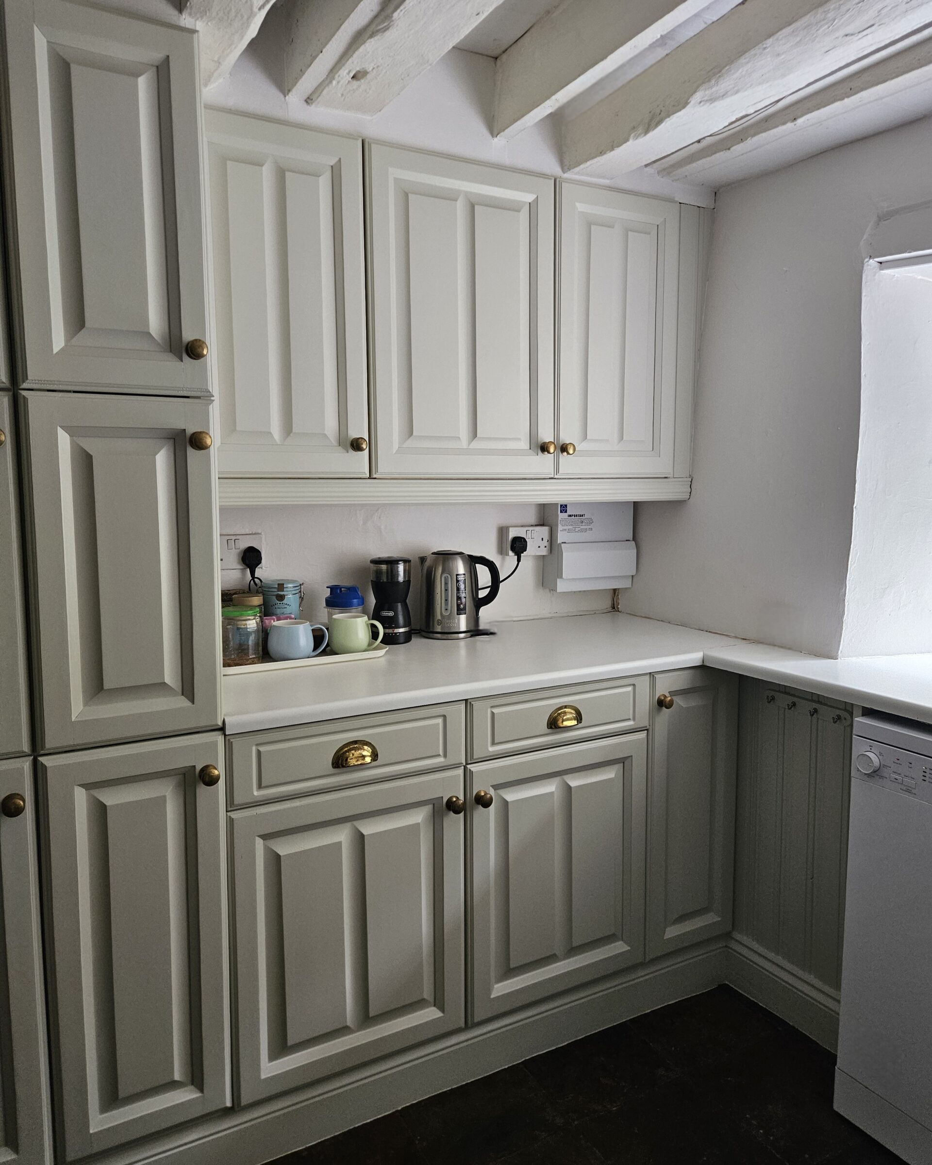 Green Stone Light - hand painted kitchen transformation - A Twist of Somerset - commission painting - Cupboard Cabinet Makeover