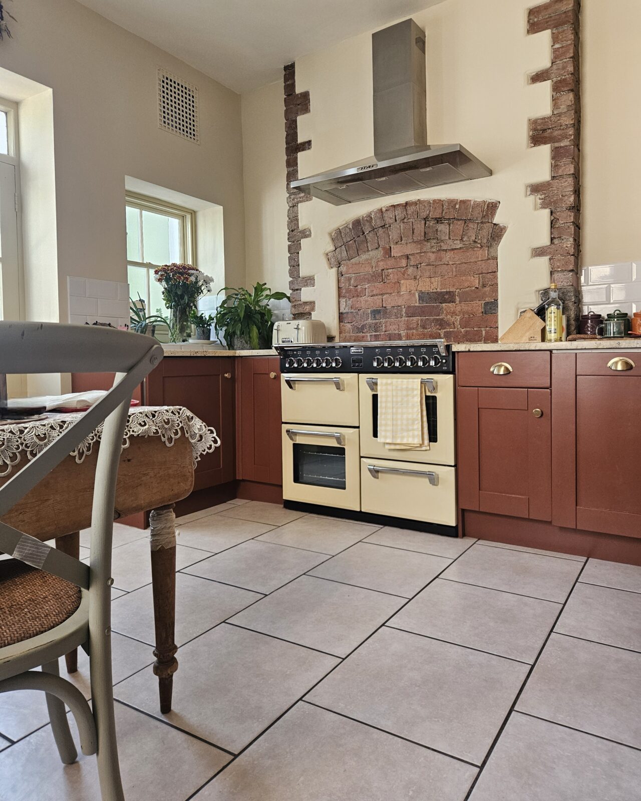 etruscan red - hand painted kitchen transformation - A Twist of Somerset - commission painting - Cupboard Cabinet Makeover