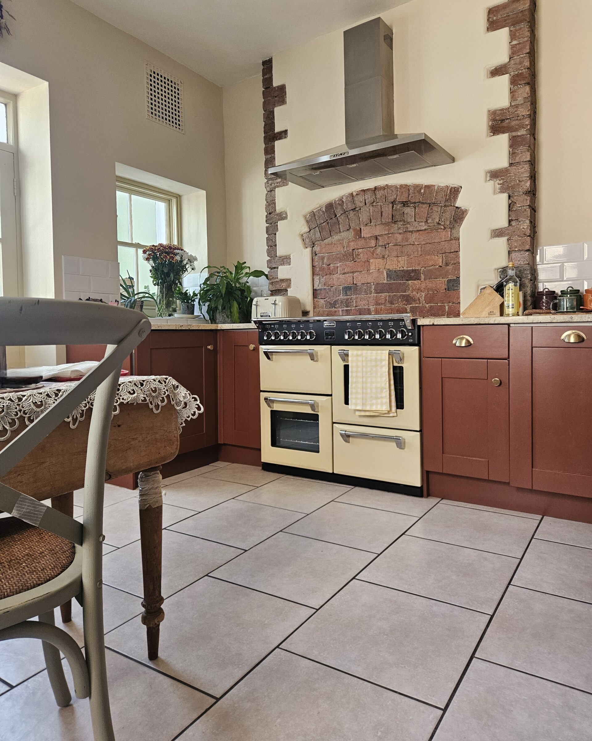 etruscan red - hand painted kitchen transformation - A Twist of Somerset - commission painting - Cupboard Cabinet Makeover
