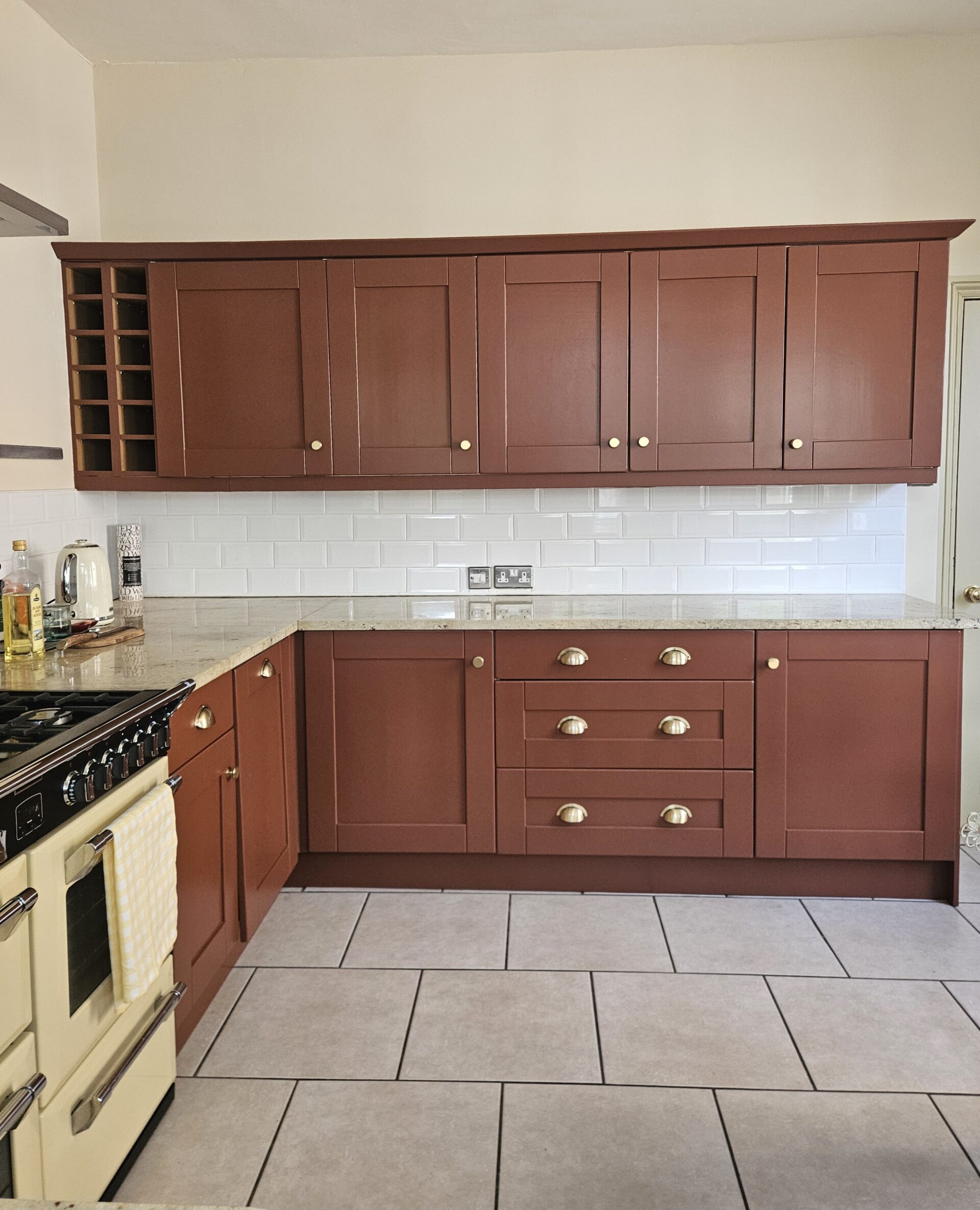 etruscan red - hand painted kitchen transformation - A Twist of Somerset - commission painting - Cupboard Cabinet Makeover