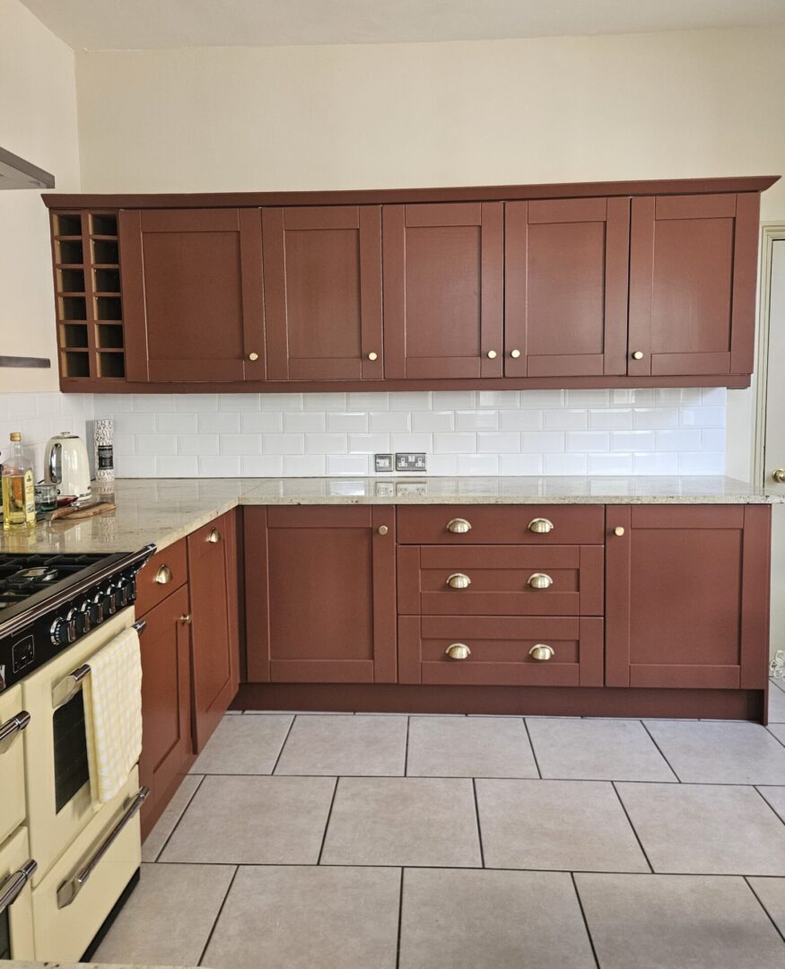 etruscan red - hand painted kitchen transformation - A Twist of Somerset - commission painting - Cupboard Cabinet Makeover