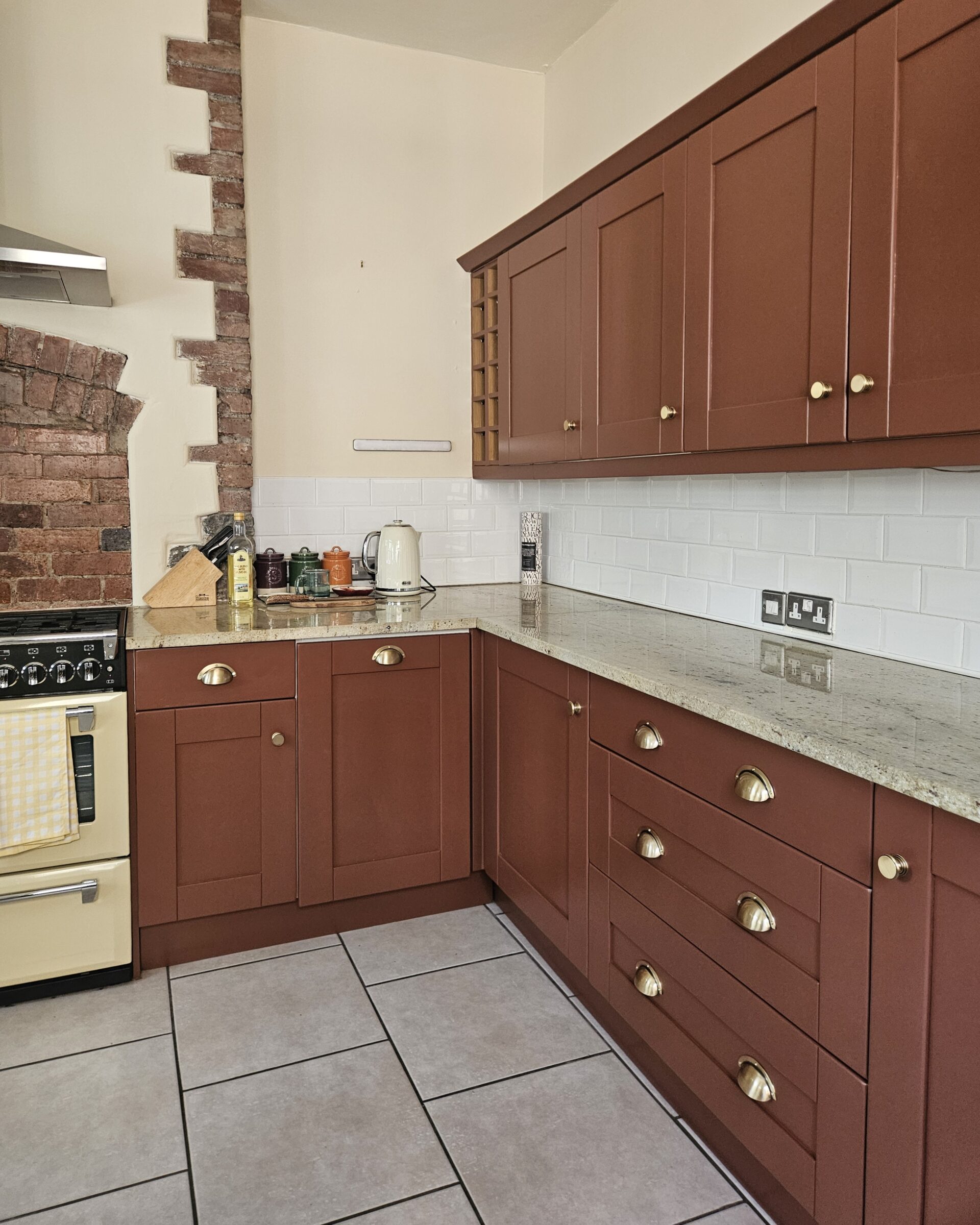 etruscan red - hand painted kitchen transformation - A Twist of Somerset - commission painting - Cupboard Cabinet Makeover