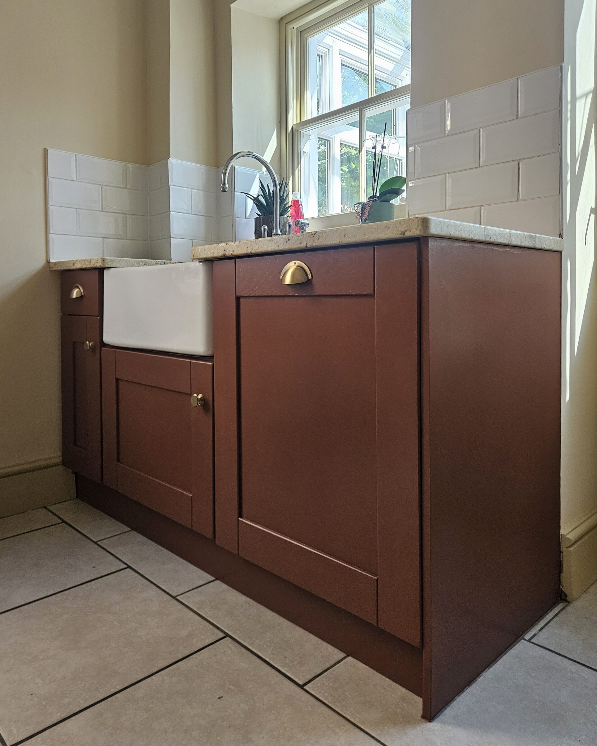 etruscan red - hand painted kitchen transformation - A Twist of Somerset - commission painting - Cupboard Cabinet Makeover