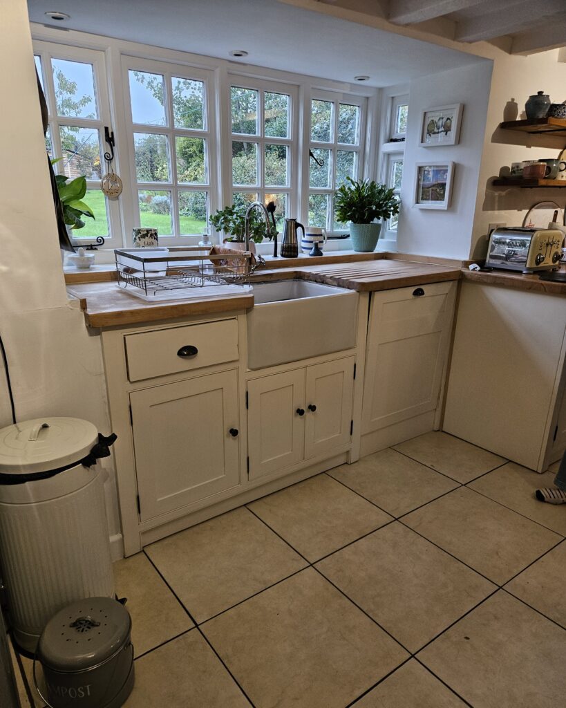 before and after - hand painted kitchen transformation - A Twist of Somerset - commission painting - Cupboard Cabinet Makeover