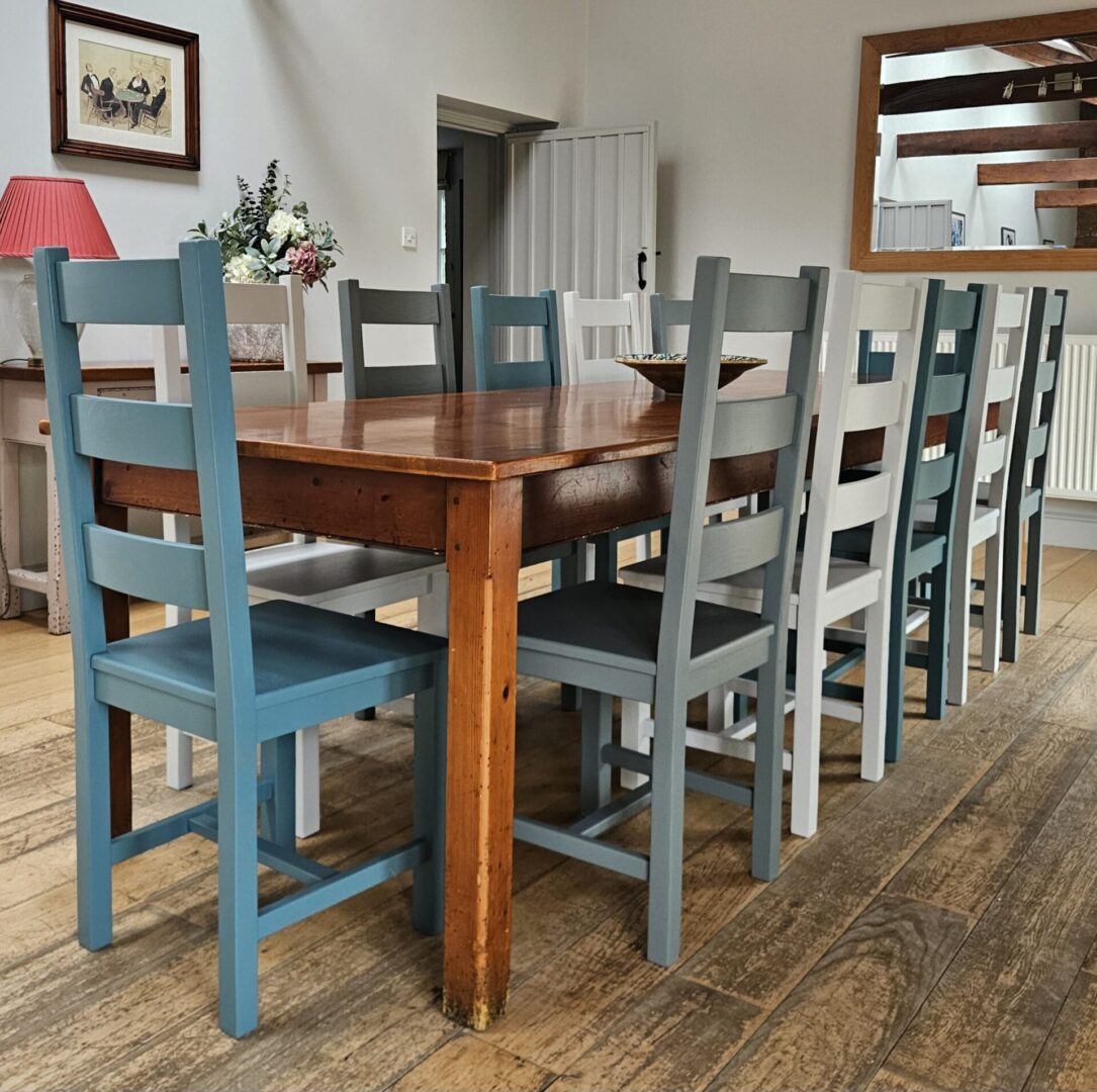 french grey - livid - tea with florence - white ladder back chairs - hand painted furniture - A Twist of Somerset - commission painting