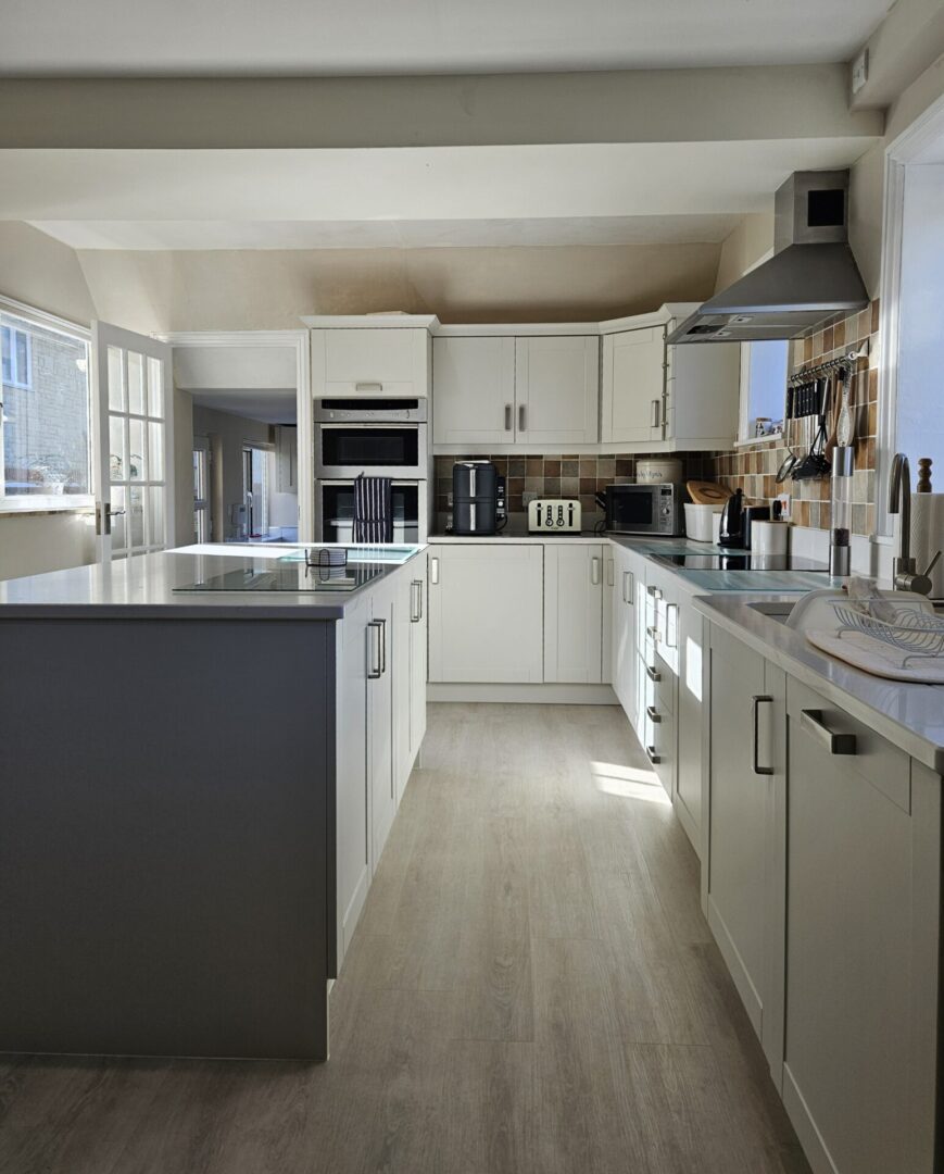 slaked lime deep - hand painted kitchen transformation - A Twist of Somerset - commission painting - Cupboard Cabinet Makeover