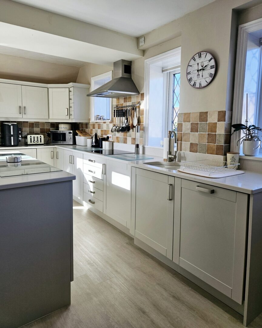slaked lime deep - hand painted kitchen transformation - A Twist of Somerset - commission painting - Cupboard Cabinet Makeover