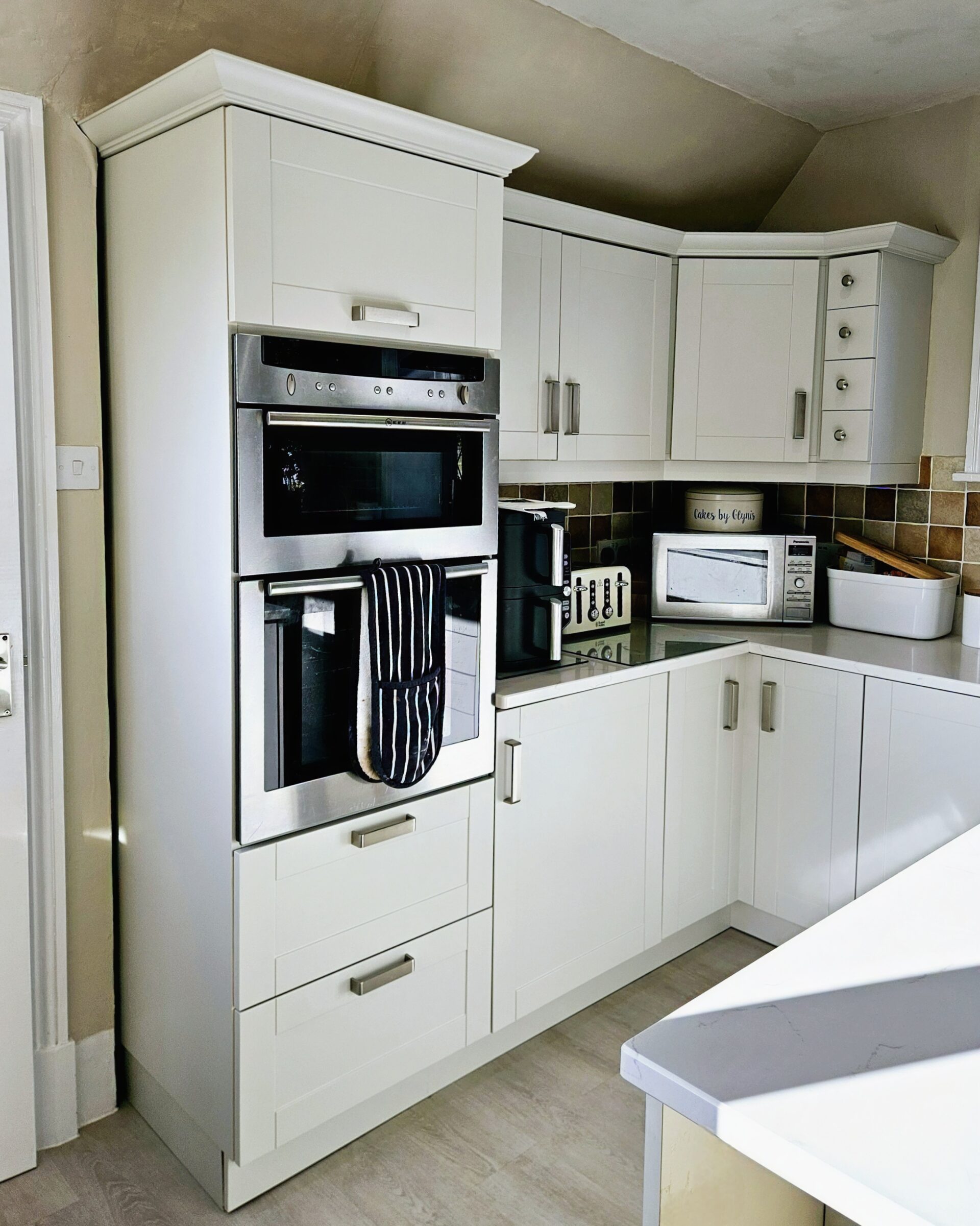 slaked lime deep - hand painted kitchen transformation - A Twist of Somerset - commission painting - Cupboard Cabinet Makeover