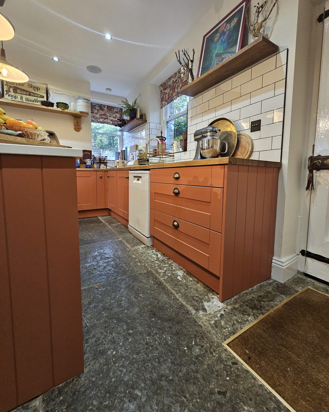 tuscan red - hand painted kitchen transformation - A Twist of Somerset - commission painting - Cupboard Cabinet Makeover