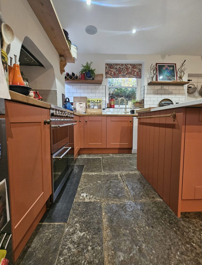 tuscan red - hand painted kitchen transformation - A Twist of Somerset - commission painting - Cupboard Cabinet Makeover