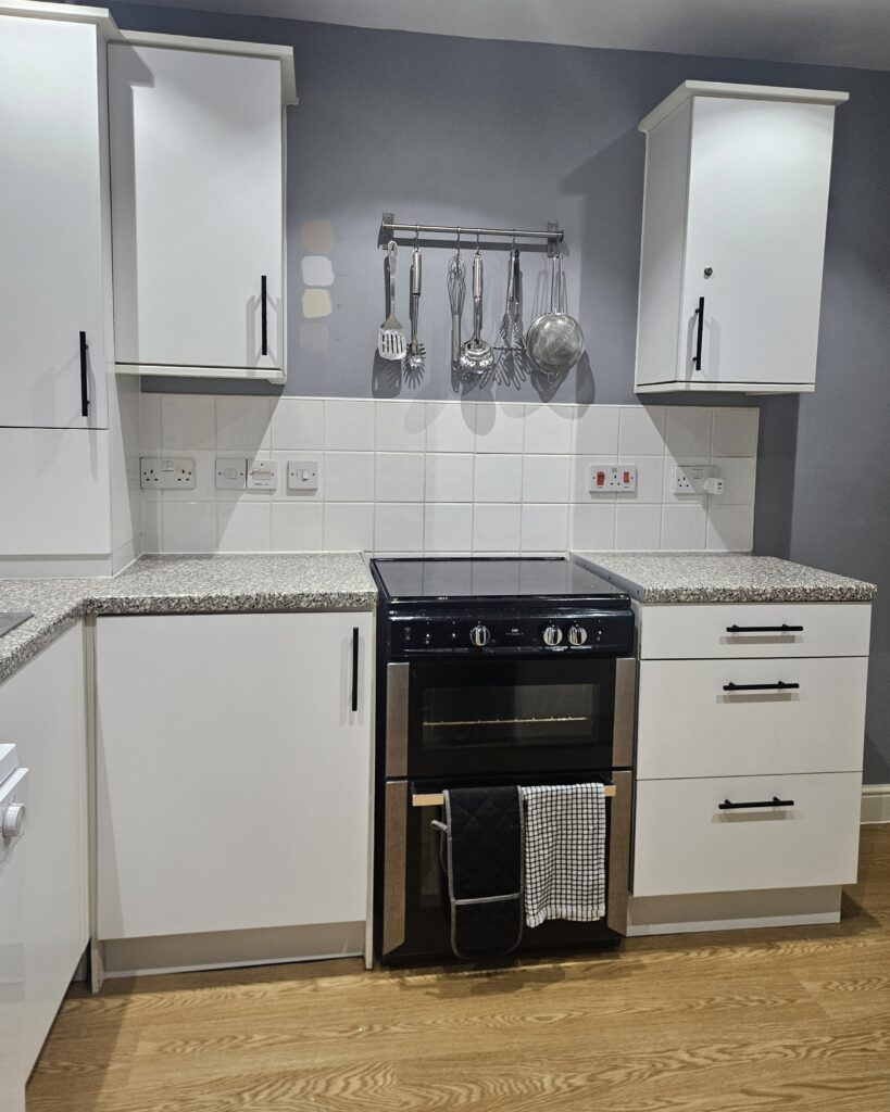 before and after - hand painted kitchen transformation - A Twist of Somerset - commission painting - Cupboard Cabinet Makeover