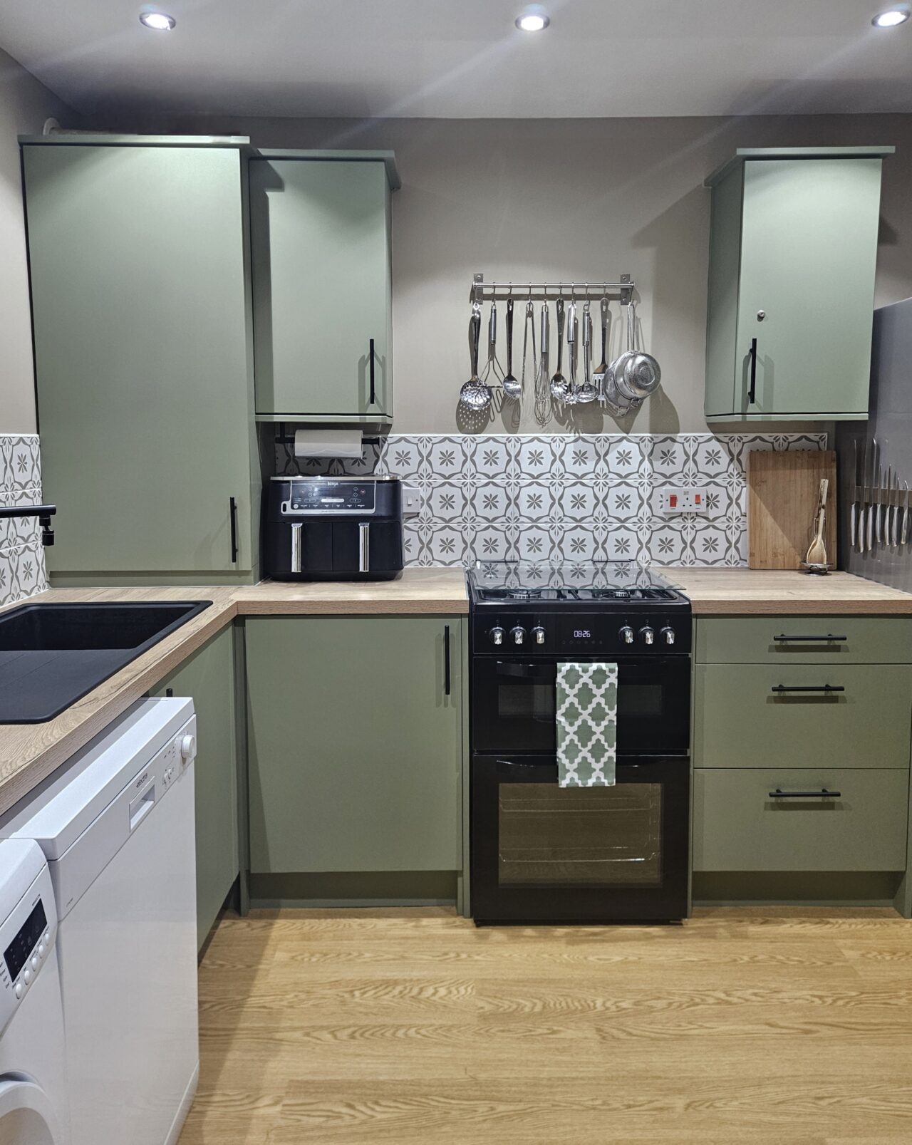 Sage Green - hand painted kitchen transformation - A Twist of Somerset - commission painting - Cupboard Cabinet Makeover