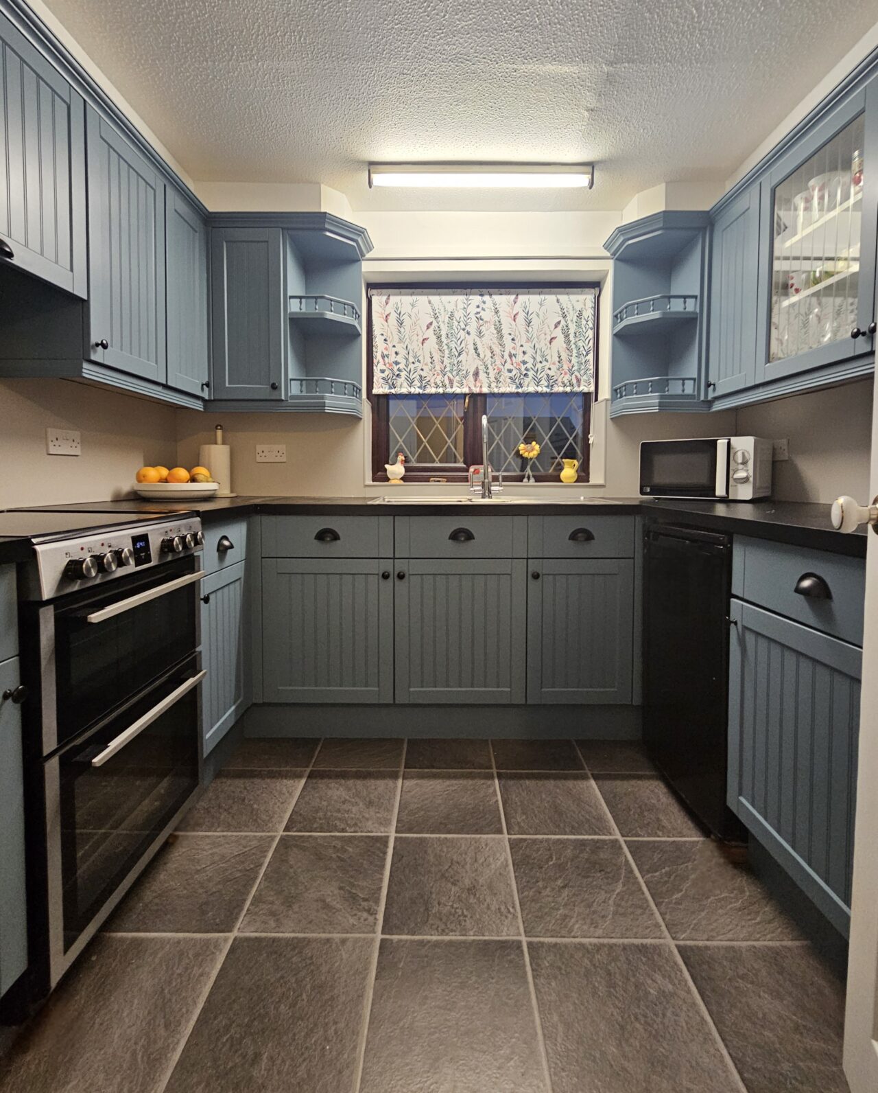 Etruria Blue and French Grey - hand painted kitchen transformation - A Twist of Somerset - commission painting - Cupboard Cabinet Makeover
