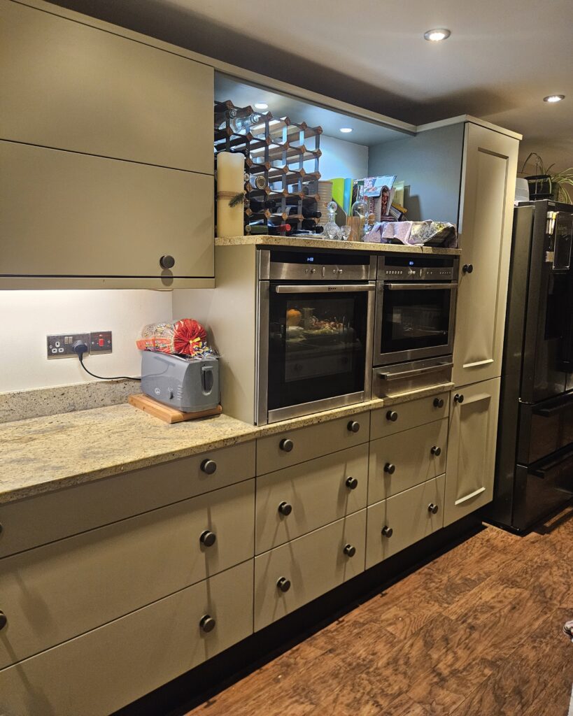 before and after - hand painted kitchen transformation - A Twist of Somerset - commission painting - Cupboard Cabinet Makeover