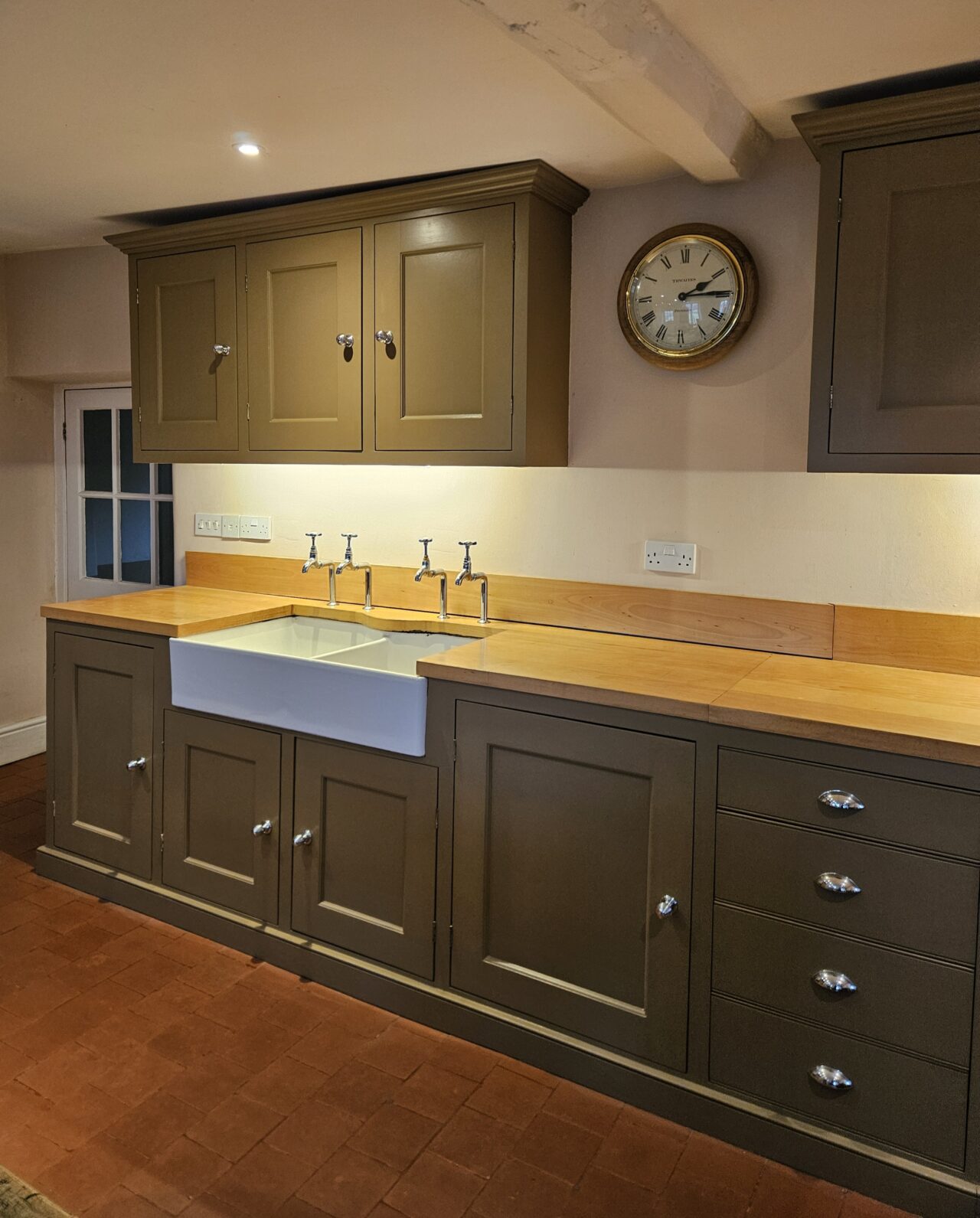 Wainscoat - Brown - hand painted kitchen transformation - A Twist of Somerset - commission painting - Cupboard Cabinet Makeover