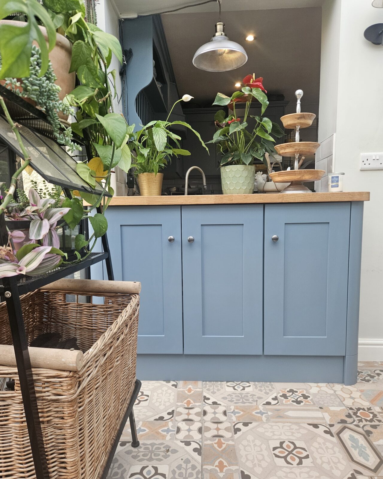 Etruria Blue and French Grey - hand painted kitchen transformation - A Twist of Somerset - commission painting - Cupboard Cabinet Makeover