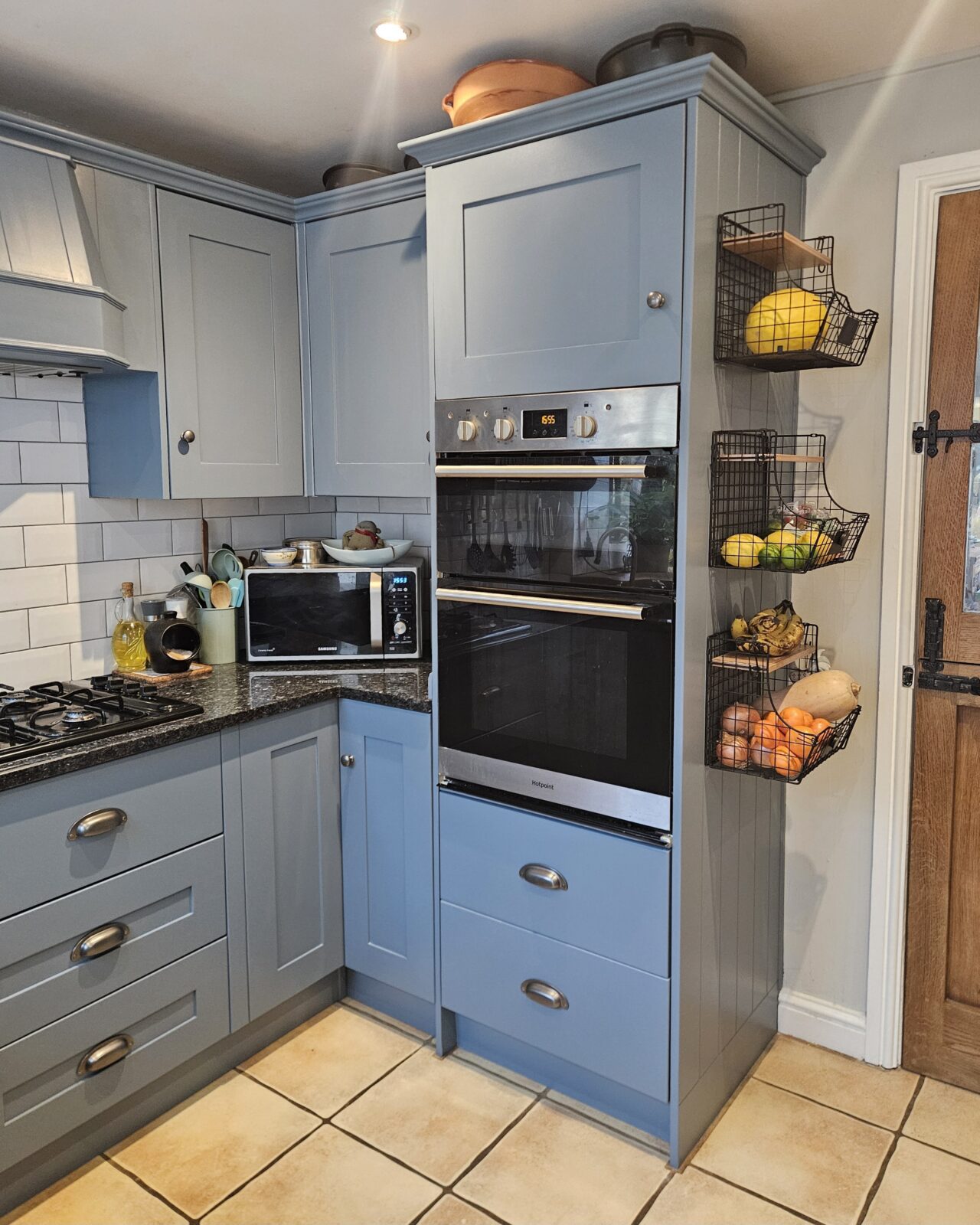 Etruria Blue and French Grey - hand painted kitchen transformation - A Twist of Somerset - commission painting - Cupboard Cabinet Makeover