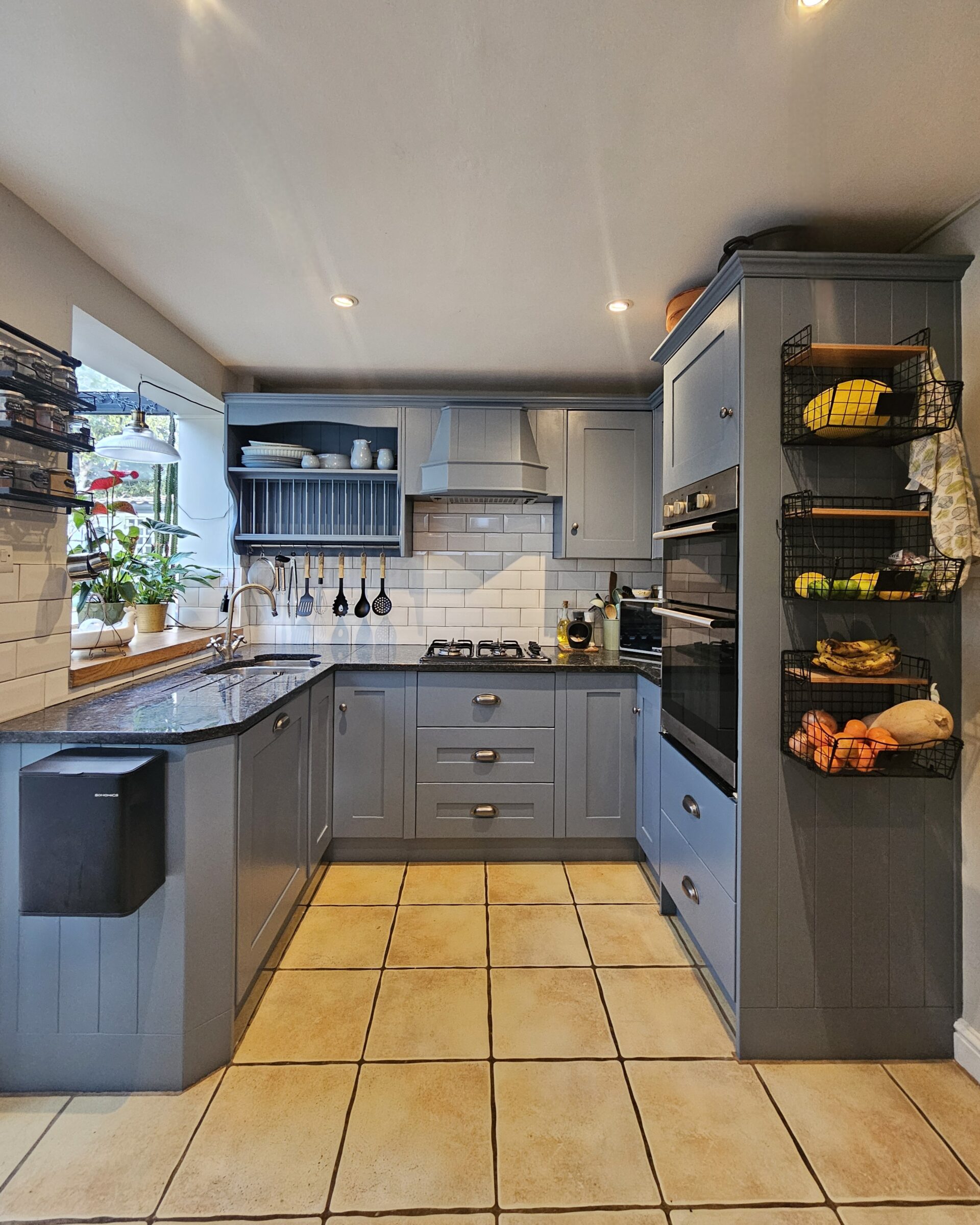 Etruria Blue and French Grey - hand painted kitchen transformation - A Twist of Somerset - commission painting - Cupboard Cabinet Makeover