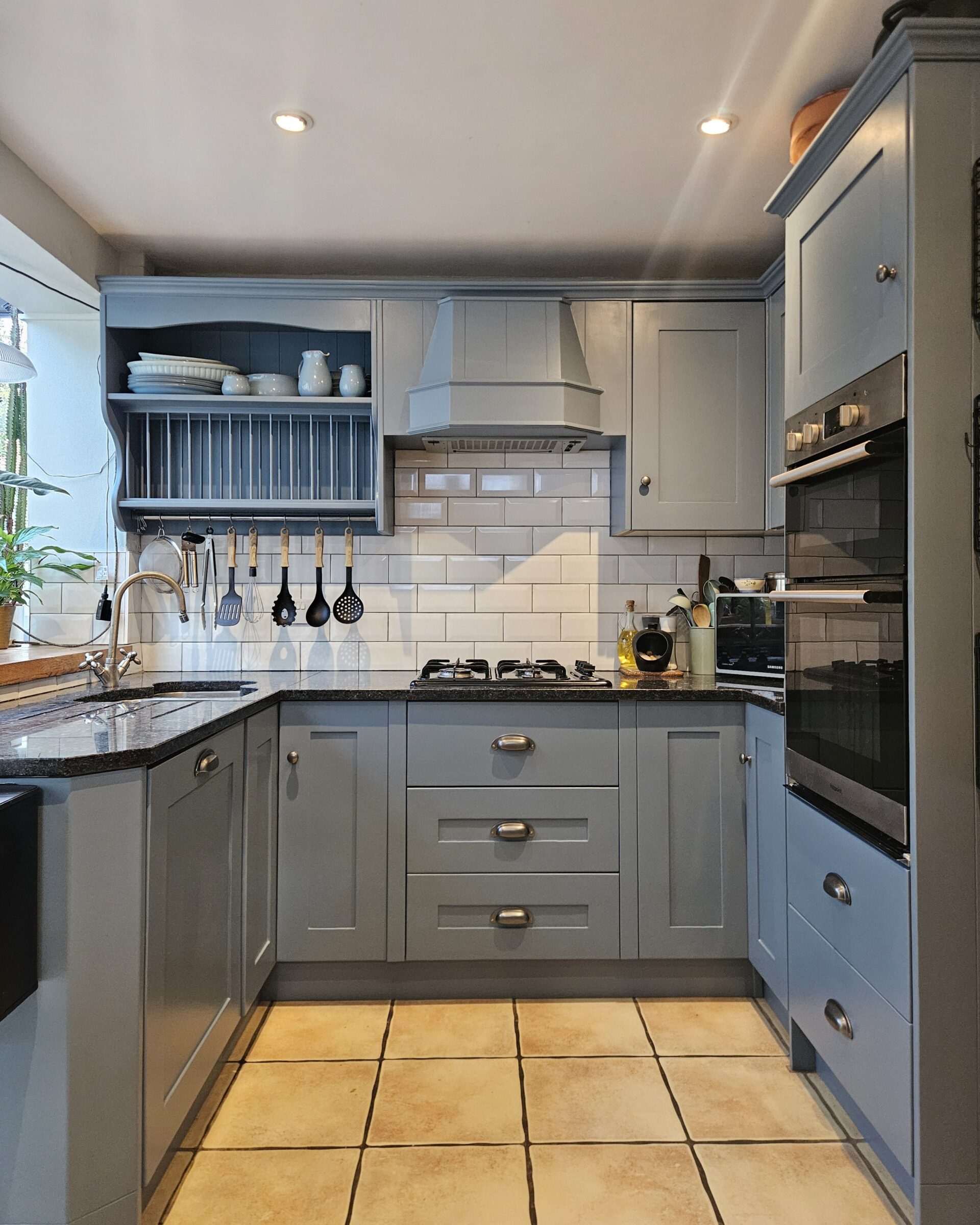 Etruria Blue and French Grey - hand painted kitchen transformation - A Twist of Somerset - commission painting - Cupboard Cabinet Makeover