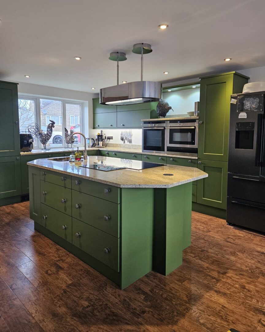Jewel Beetle - green - hand painted kitchen transformation - A Twist of Somerset - commission painting - Cupboard Cabinet Makeover