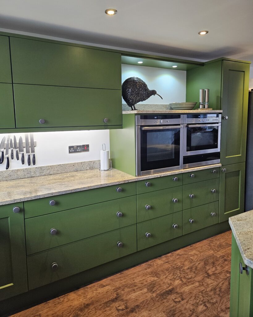 Jewel Beetle - green - hand painted kitchen transformation - A Twist of Somerset - commission painting - Cupboard Cabinet Makeover