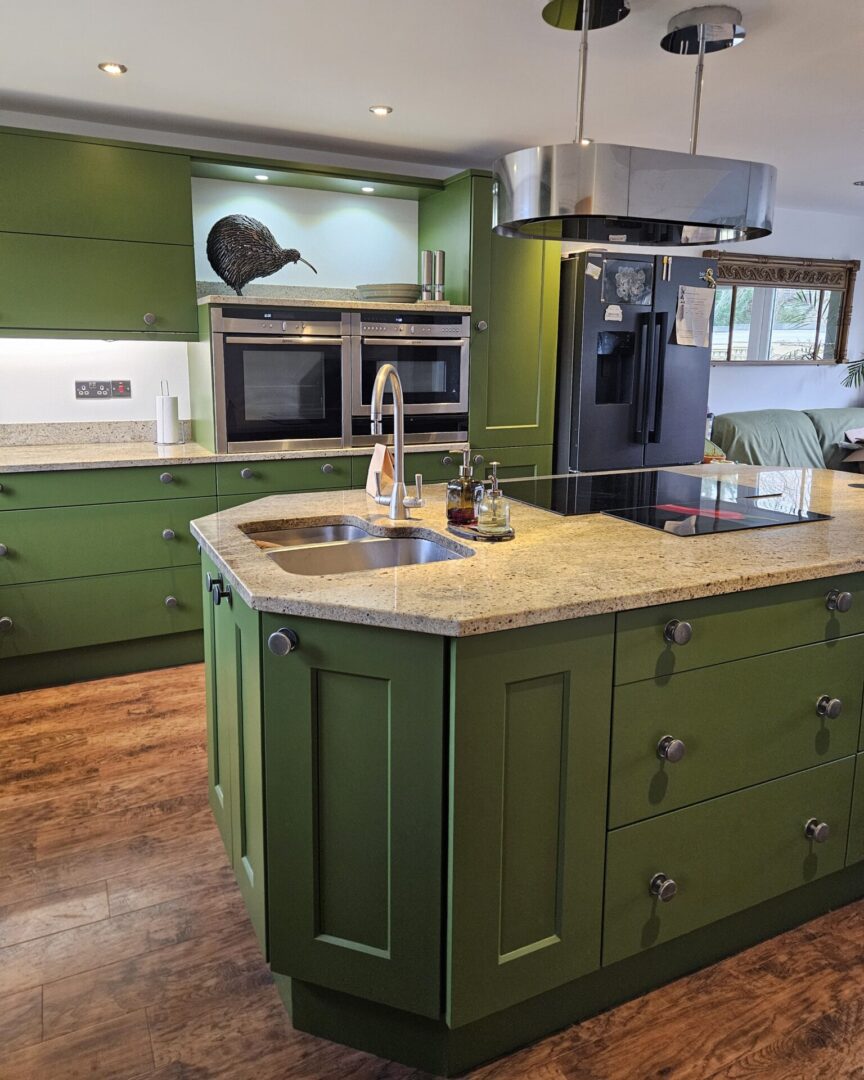 Jewel Beetle - green - hand painted kitchen transformation - A Twist of Somerset - commission painting - Cupboard Cabinet Makeover