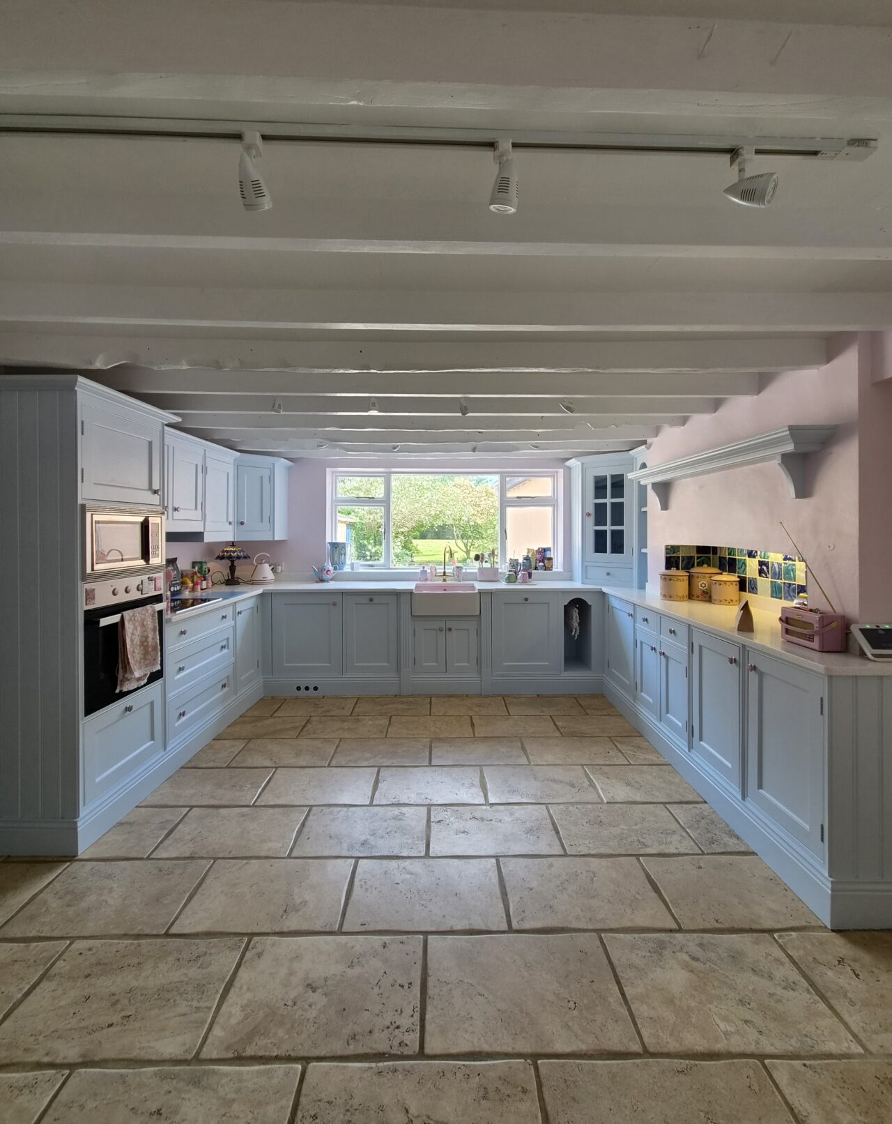 delicate blue - hand painted kitchen transformation - A Twist of Somerset - commission painting - Cupboard Cabinet Makeover