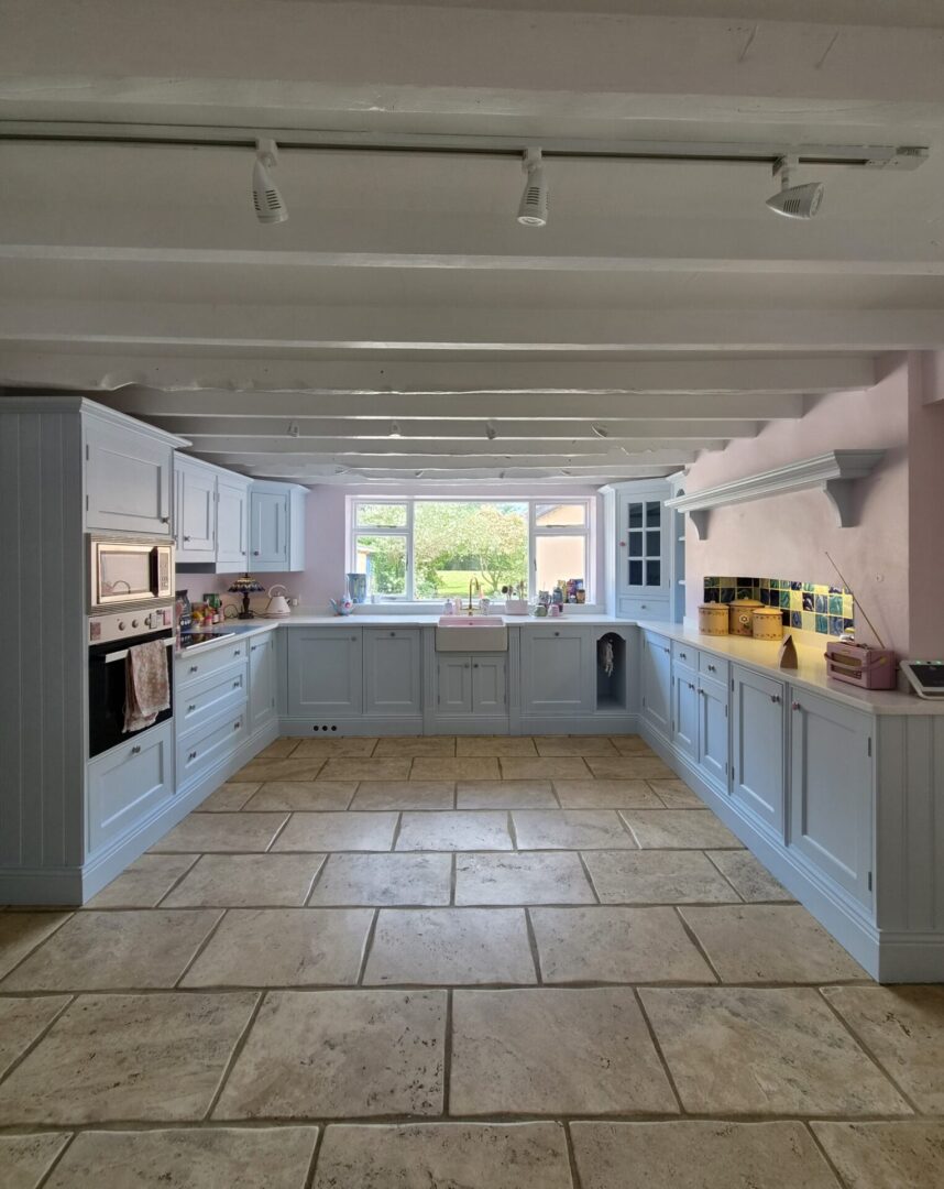 delicate blue - hand painted kitchen transformation - A Twist of Somerset - commission painting - Cupboard Cabinet Makeover
