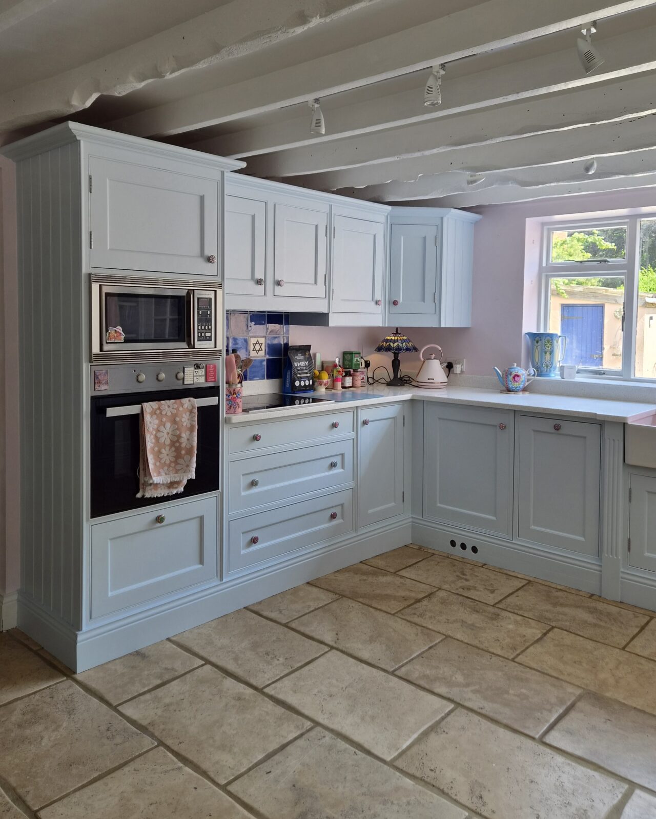 delicate blue - hand painted kitchen transformation - A Twist of Somerset - commission painting - Cupboard Cabinet Makeover