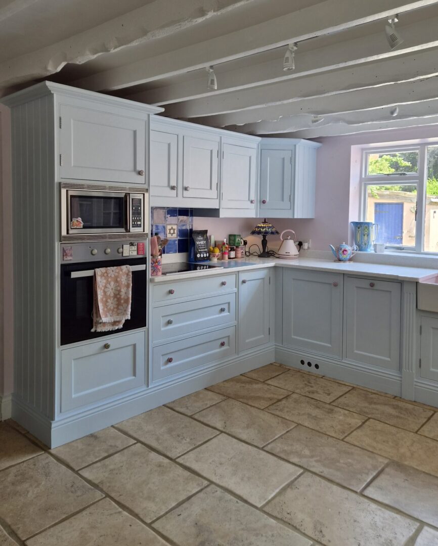delicate blue - hand painted kitchen transformation - A Twist of Somerset - commission painting - Cupboard Cabinet Makeover