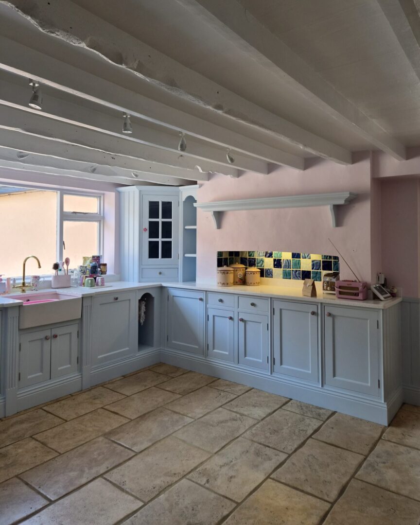 delicate blue - hand painted kitchen transformation - A Twist of Somerset - commission painting - Cupboard Cabinet Makeover