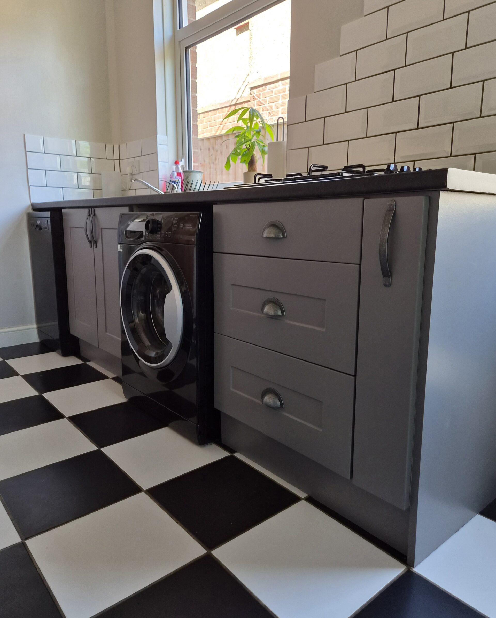 dark lead colour - hand painted kitchen transformation - A Twist of Somerset - commission painting - Cupboard Cabinet Makeover