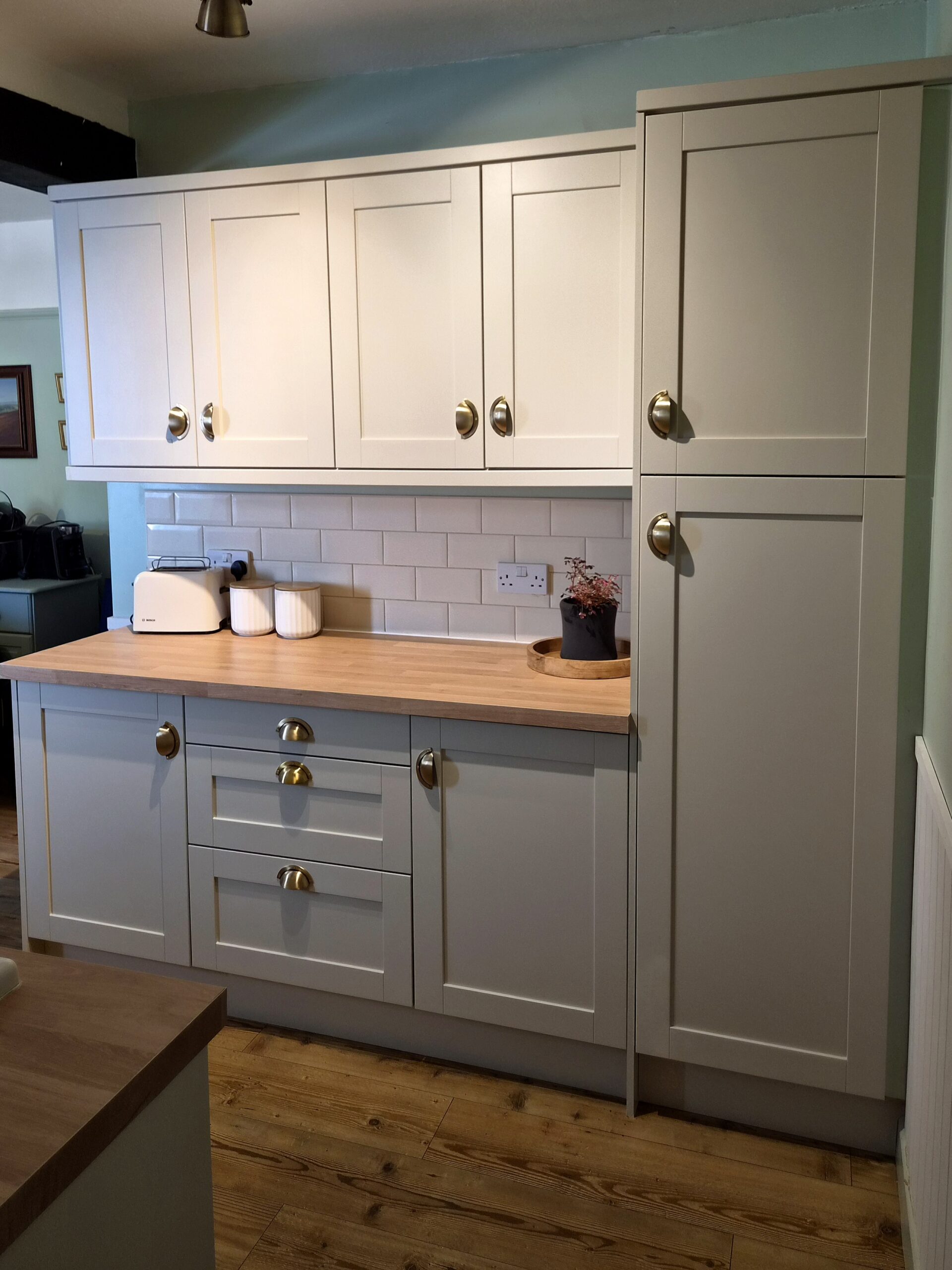 portland stone - hand painted kitchen transformation - A Twist of Somerset - commission painting - Cupboard Cabinet Makeover