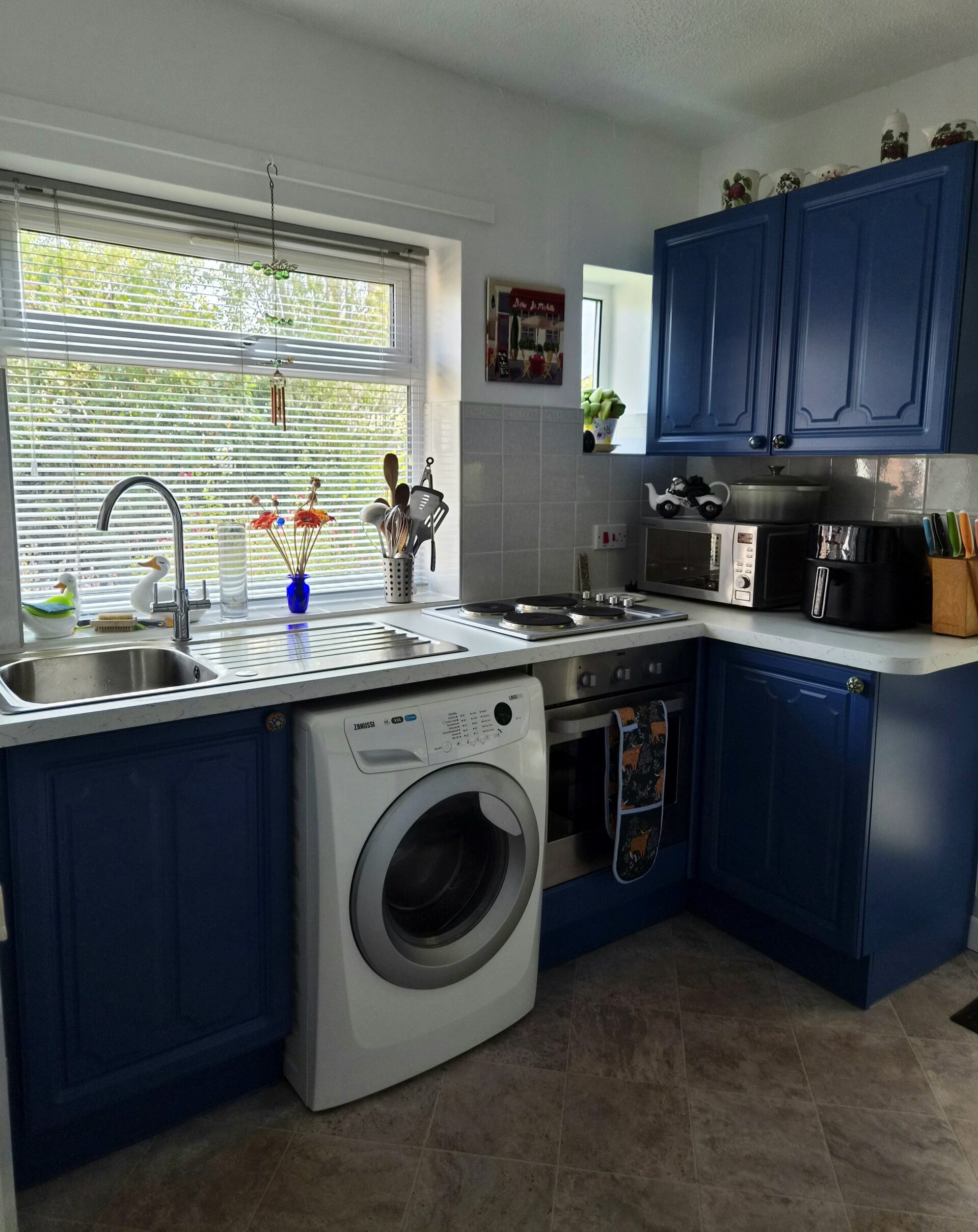 woad - blue - hand painted kitchen transformation - A Twist of Somerset - commission painting - Cupboard Cabinet Makeover
