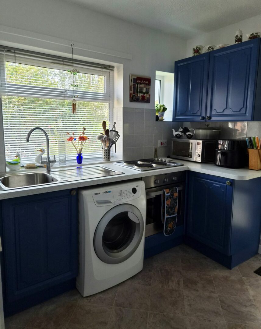 woad - blue - hand painted kitchen transformation - A Twist of Somerset - commission painting - Cupboard Cabinet Makeover