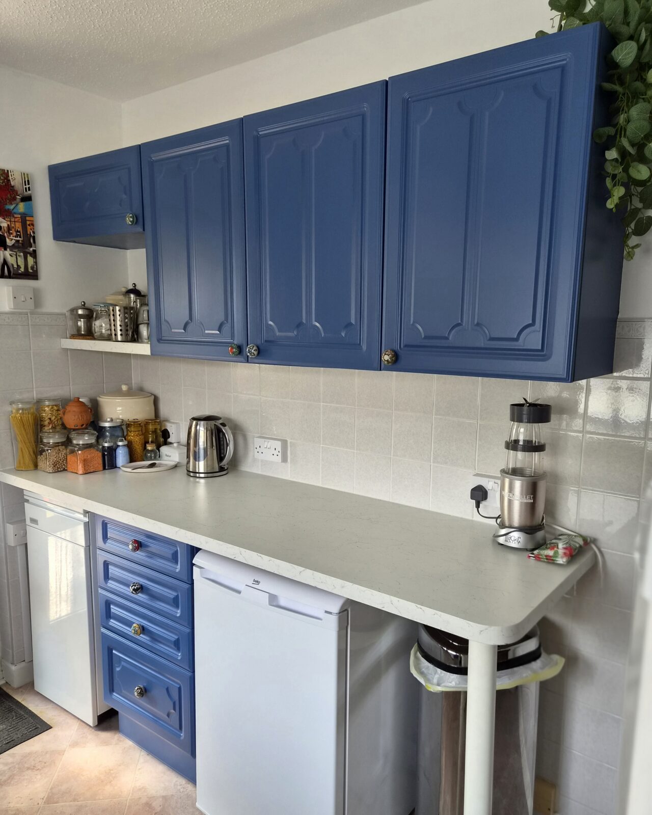 woad - blue - hand painted kitchen transformation - A Twist of Somerset - commission painting - Cupboard Cabinet Makeover