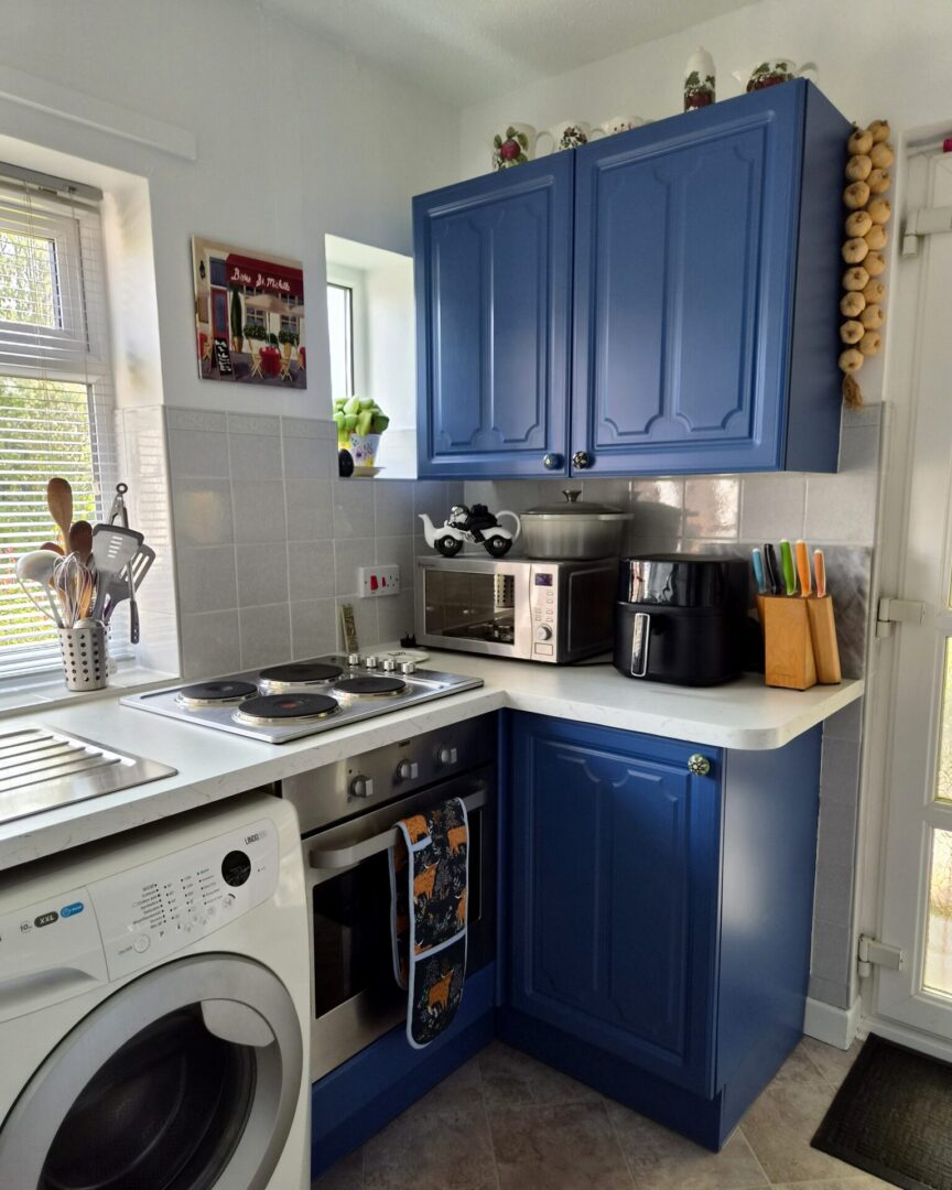 woad - blue - hand painted kitchen transformation - A Twist of Somerset - commission painting - Cupboard Cabinet Makeover