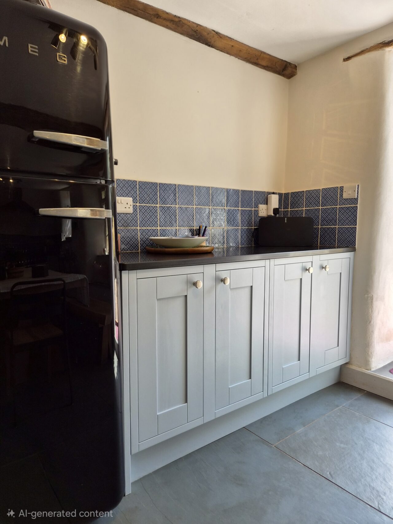bone china blue - hand painted kitchen transformation - A Twist of Somerset - commission painting - Cupboard Cabinet Makeover