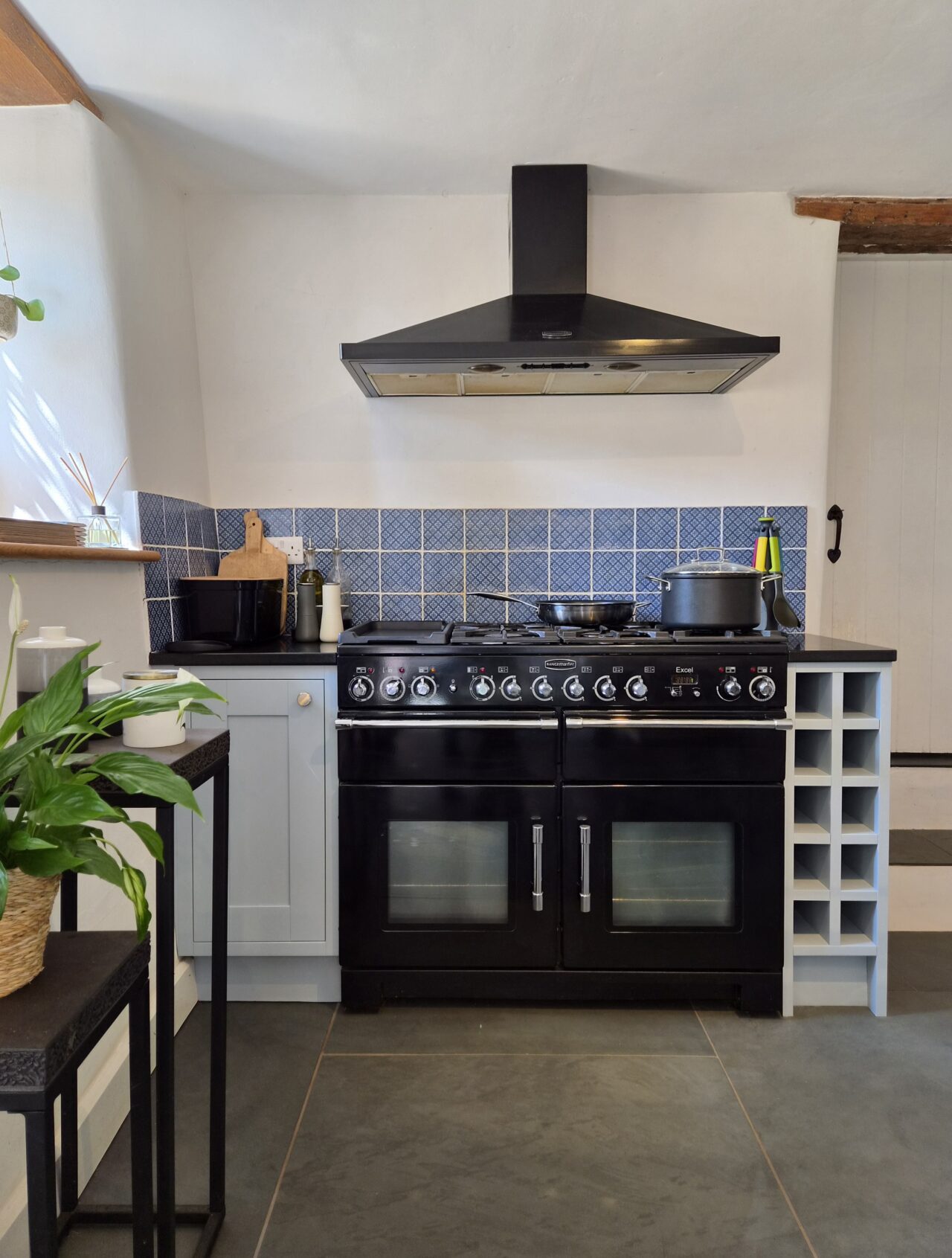 bone china blue - hand painted kitchen transformation - A Twist of Somerset - commission painting - Cupboard Cabinet Makeover