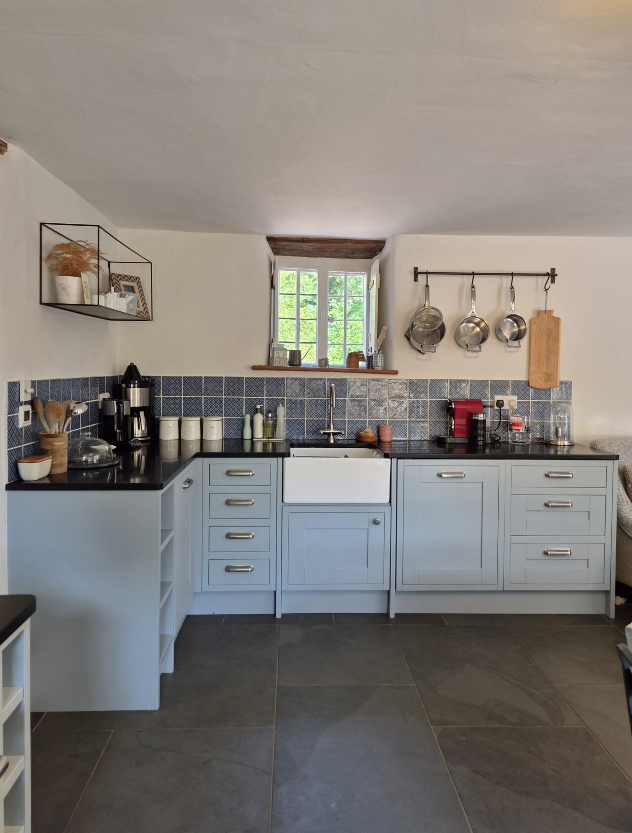 bone china blue - hand painted kitchen transformation - A Twist of Somerset - commission painting - Cupboard Cabinet Makeover