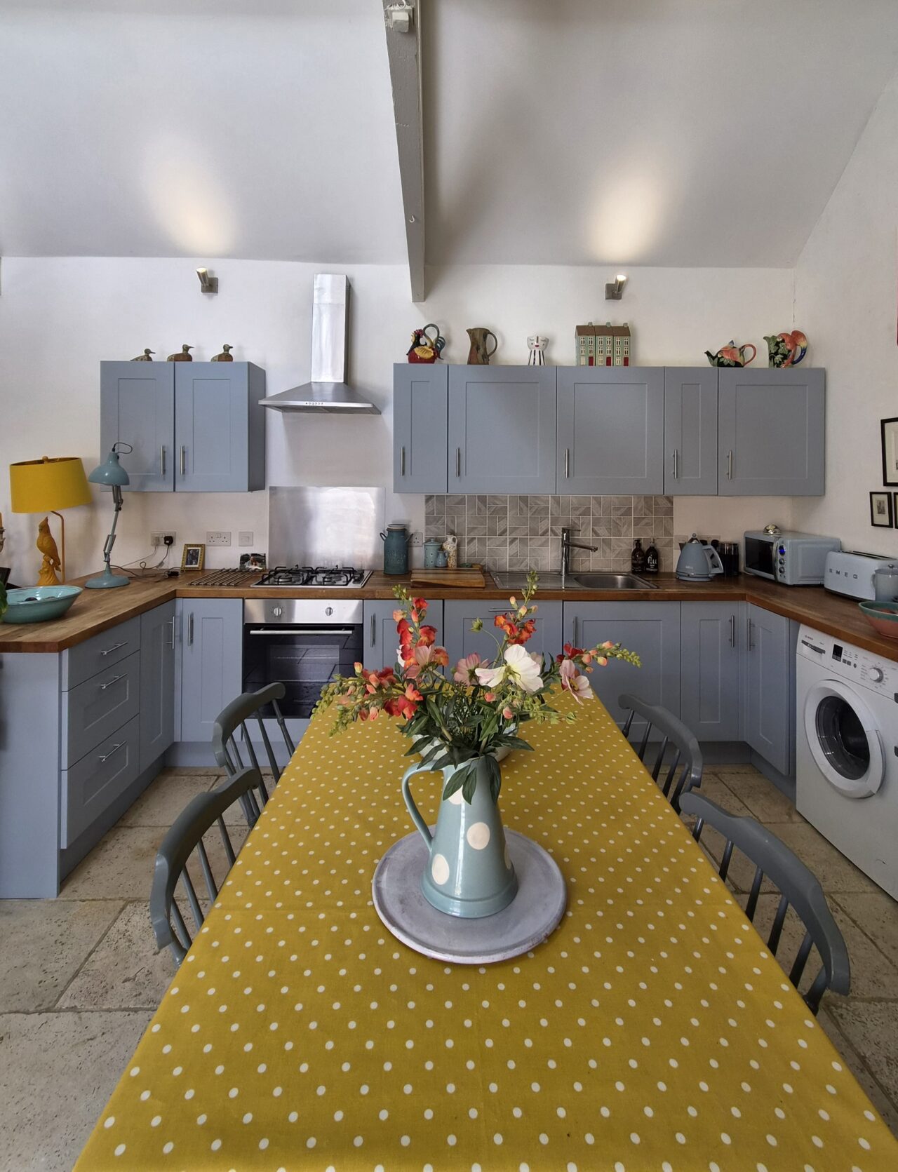barn conversion - bone china blue - hand painted kitchen transformation - A Twist of Somerset - commission painting - Cupboard Cabinet Makeover