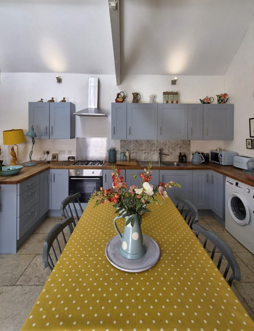 barn conversion - bone china blue - hand painted kitchen transformation - A Twist of Somerset - commission painting - Cupboard Cabinet Makeover