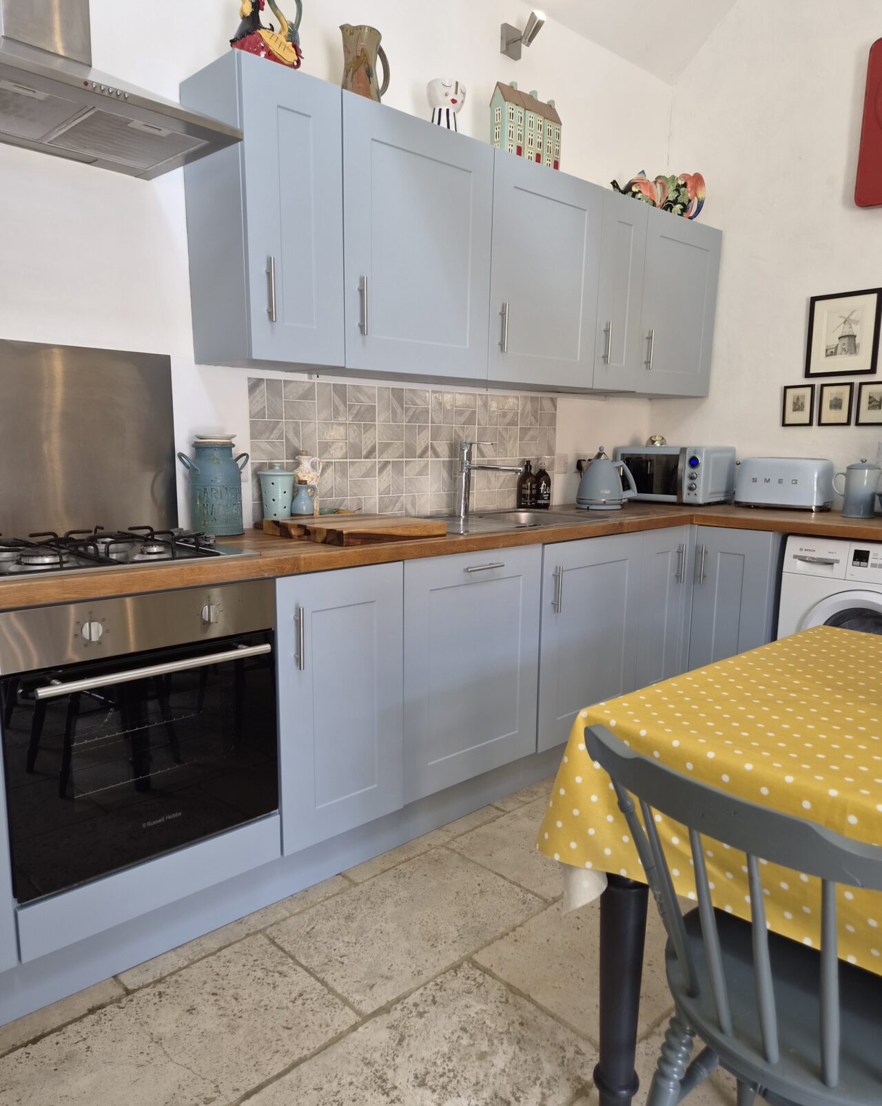 barn conversion - bone china blue - hand painted kitchen transformation - A Twist of Somerset - commission painting - Cupboard Cabinet Makeover