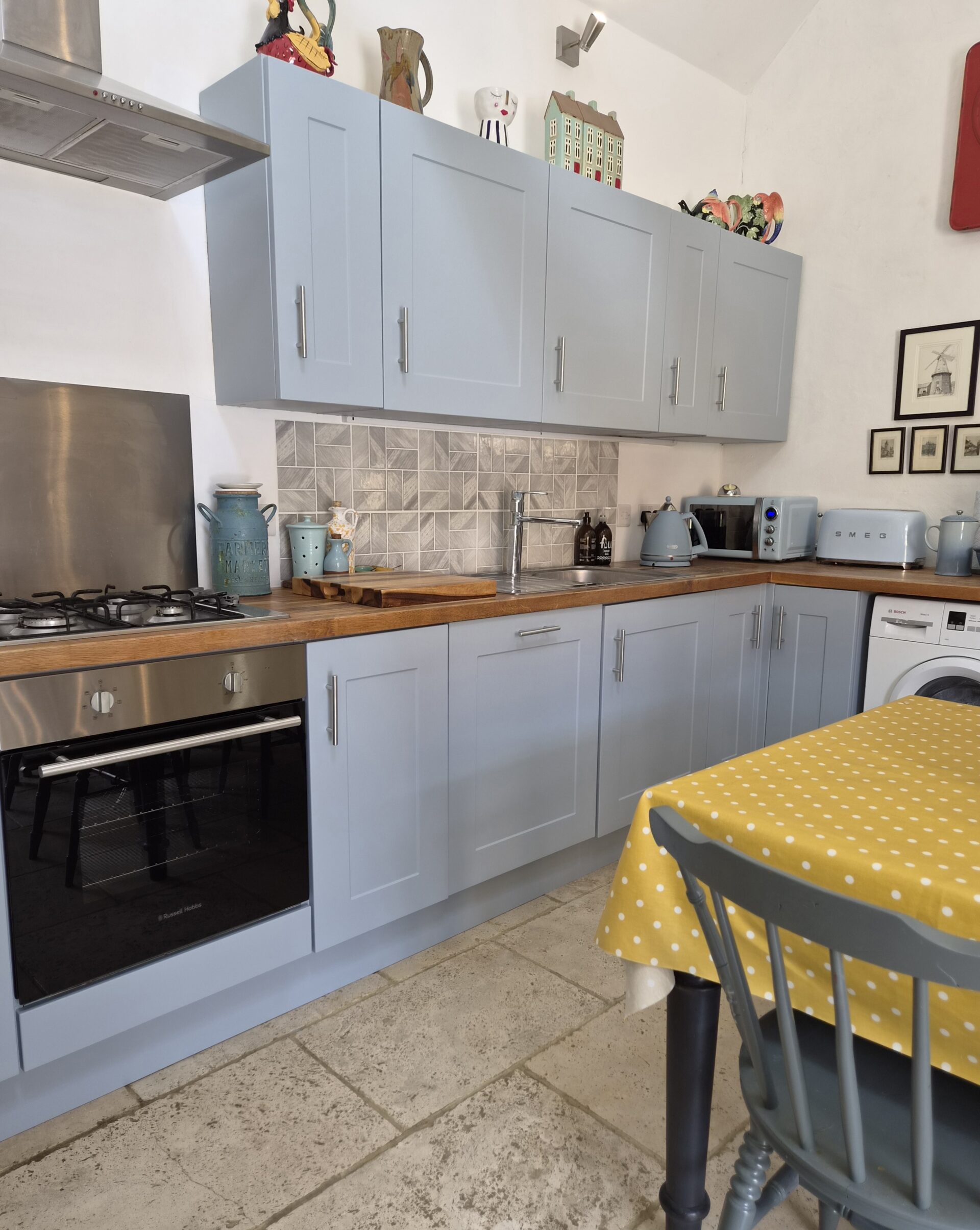barn conversion - bone china blue - hand painted kitchen transformation - A Twist of Somerset - commission painting - Cupboard Cabinet Makeover