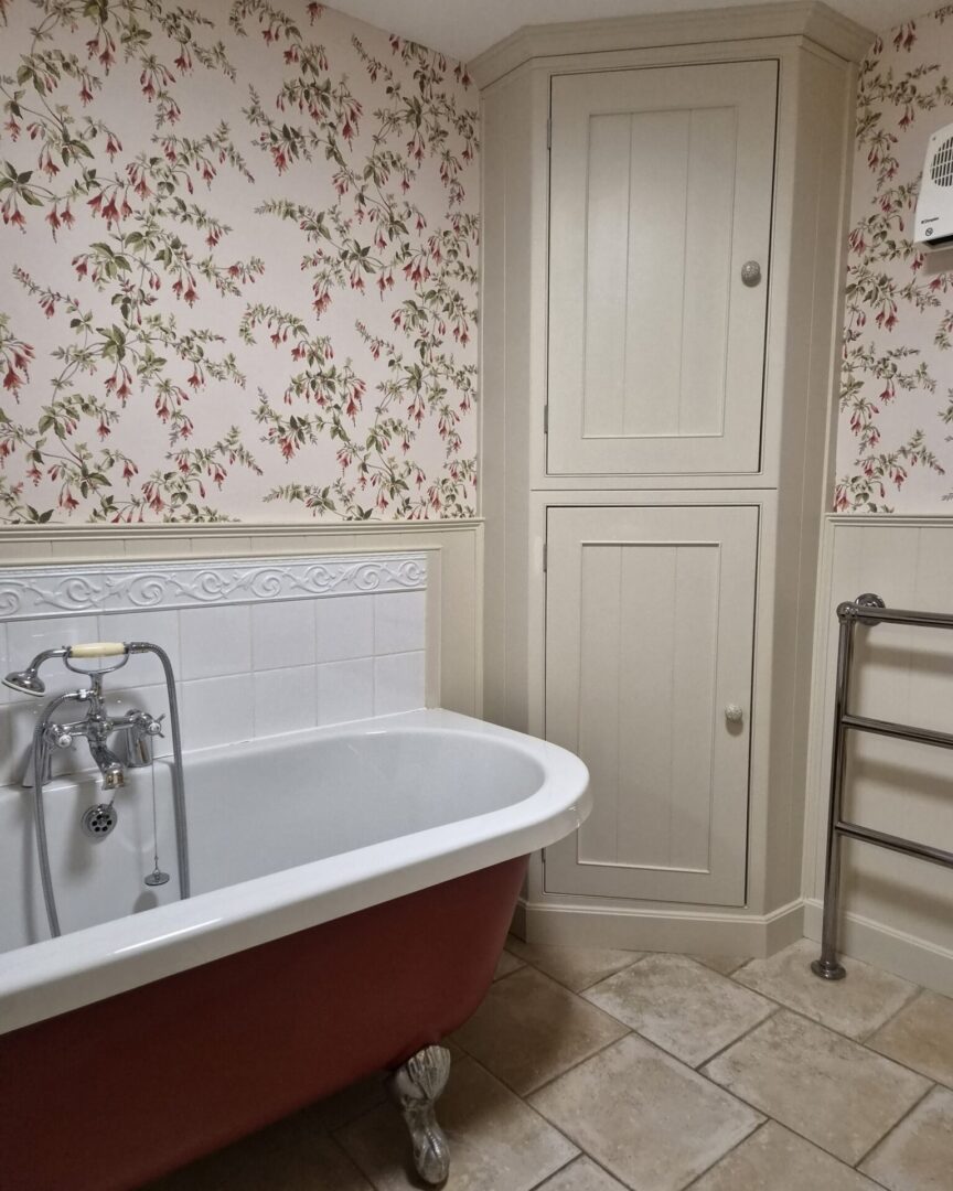clay mid - bronze red roll top bath -hand painted bathroom - A Twist of Somerset - commission painting